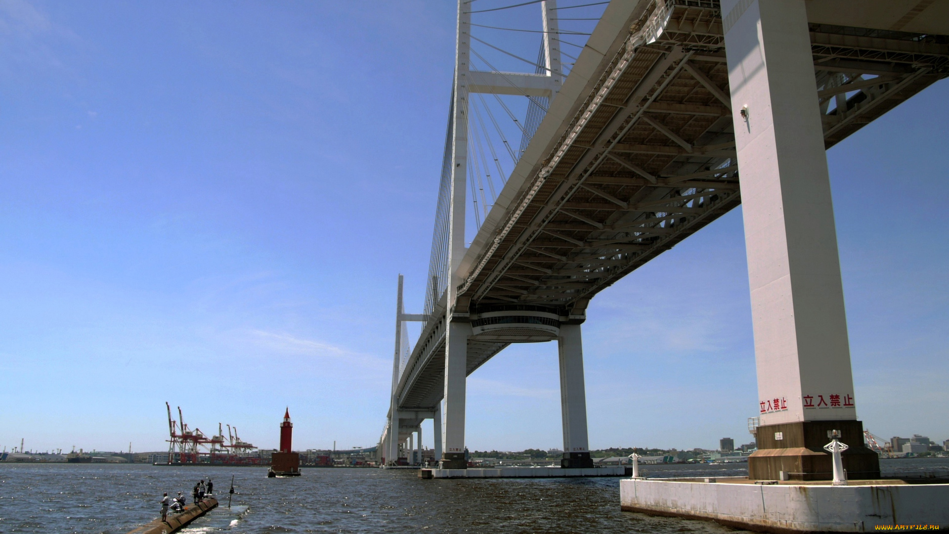 города, йокогама, Япония, река, мост