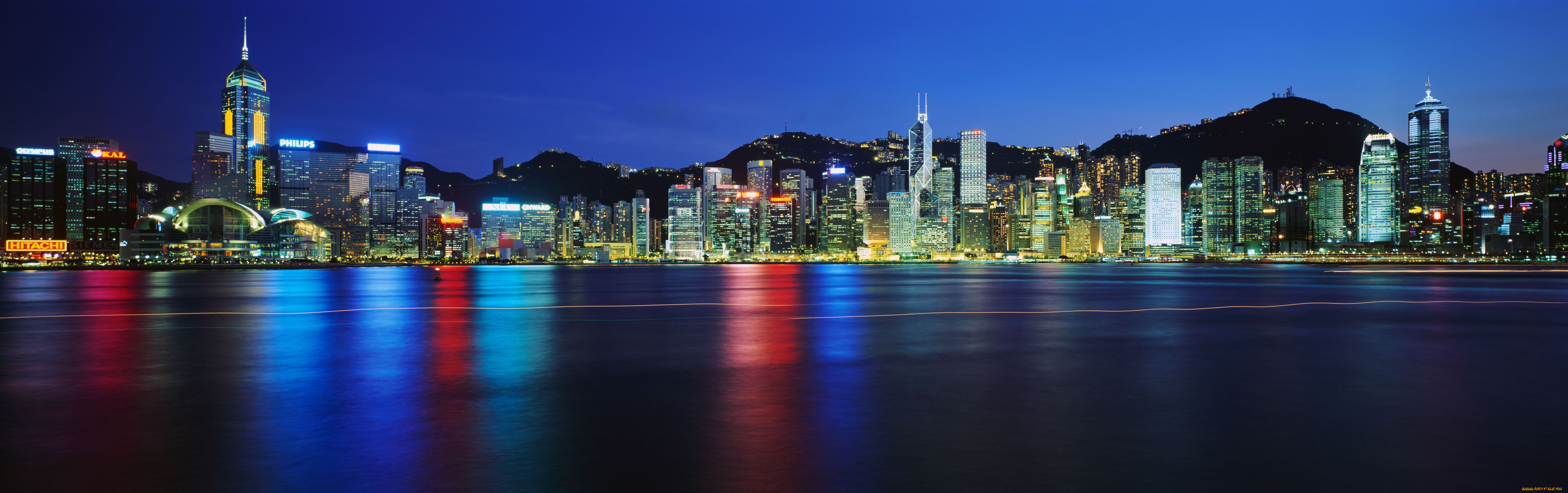 города, огни, ночного