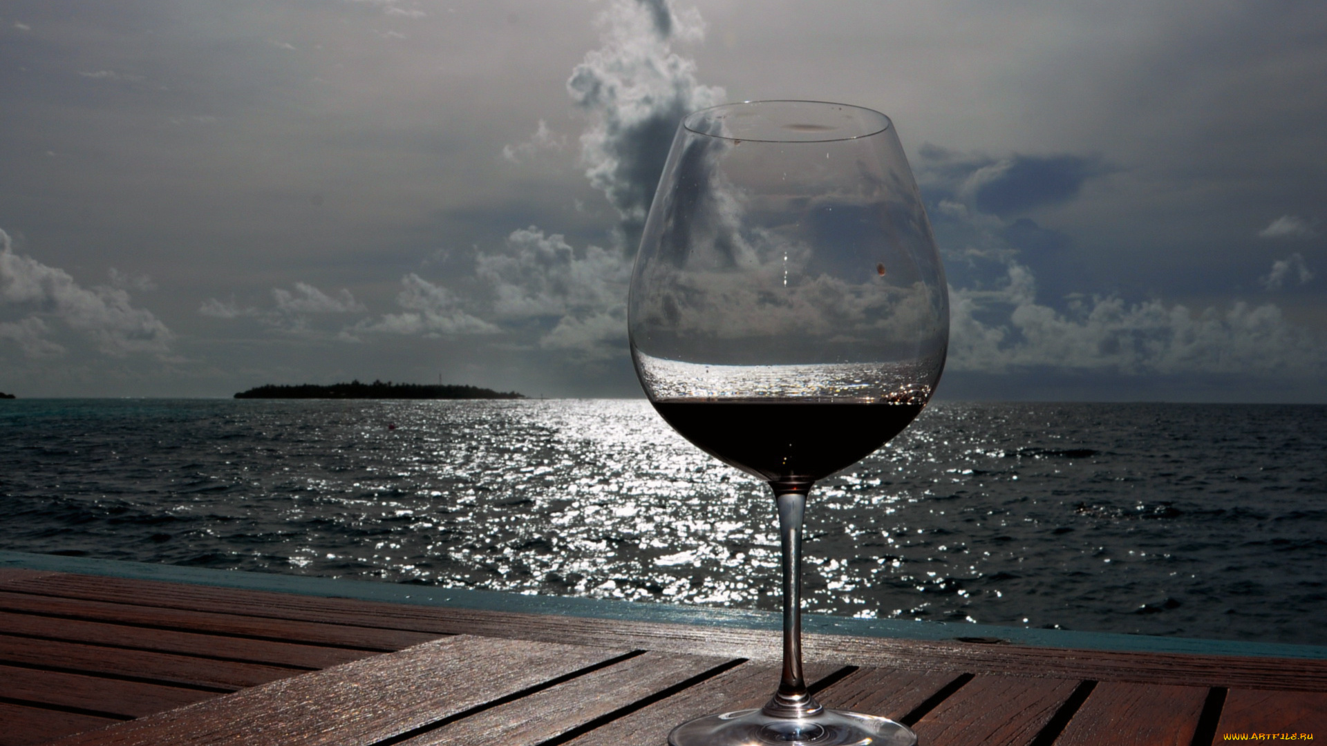 еда, напитки, вино, небо, море, бокал
