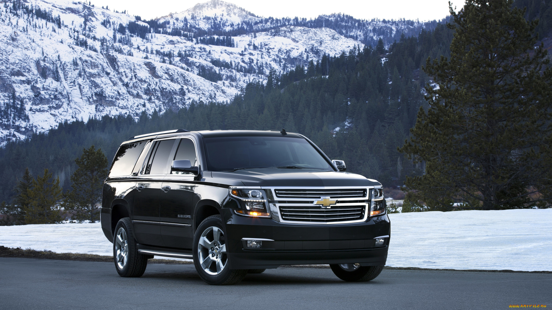 2015, chevrolet, suburban, ltz, автомобили, chevrolet, черный, suburban, дорога, горы