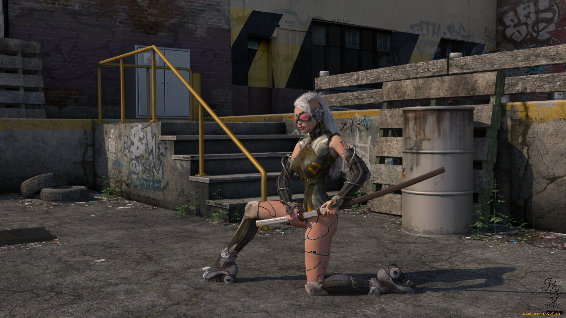 3д, графика, _science, fiction, девушка, оружие, взгляд