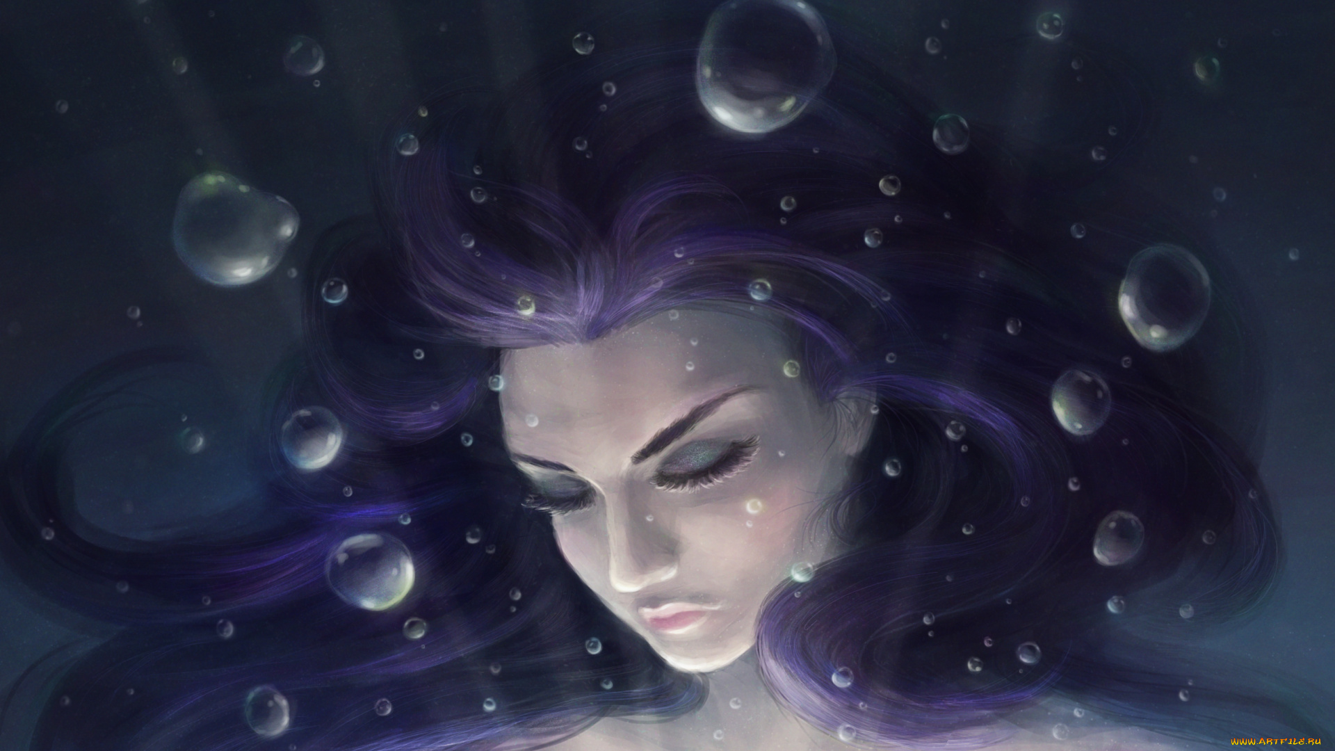 фэнтези, девушки, сияние, девушка, пузыри, глубина