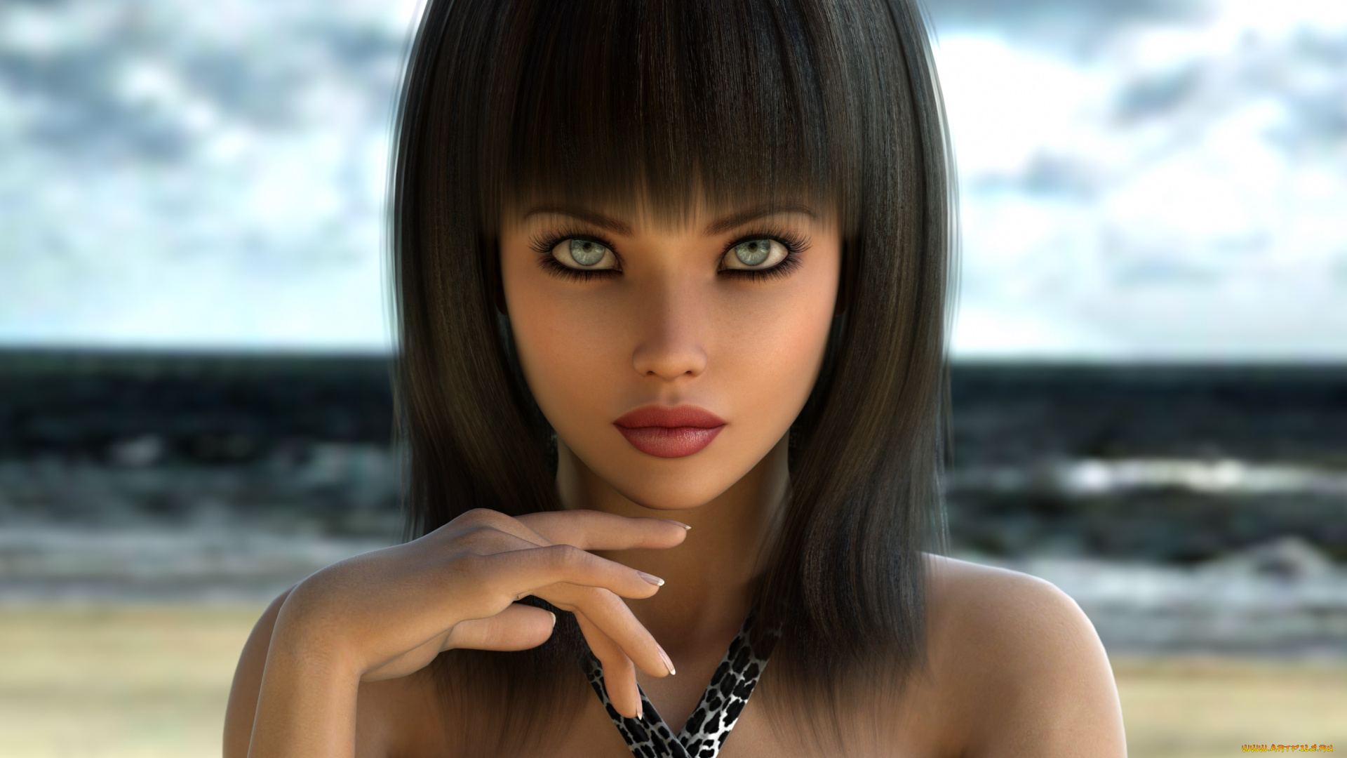 3д, графика, портрет, , portraits, фон, взгляд, девушка