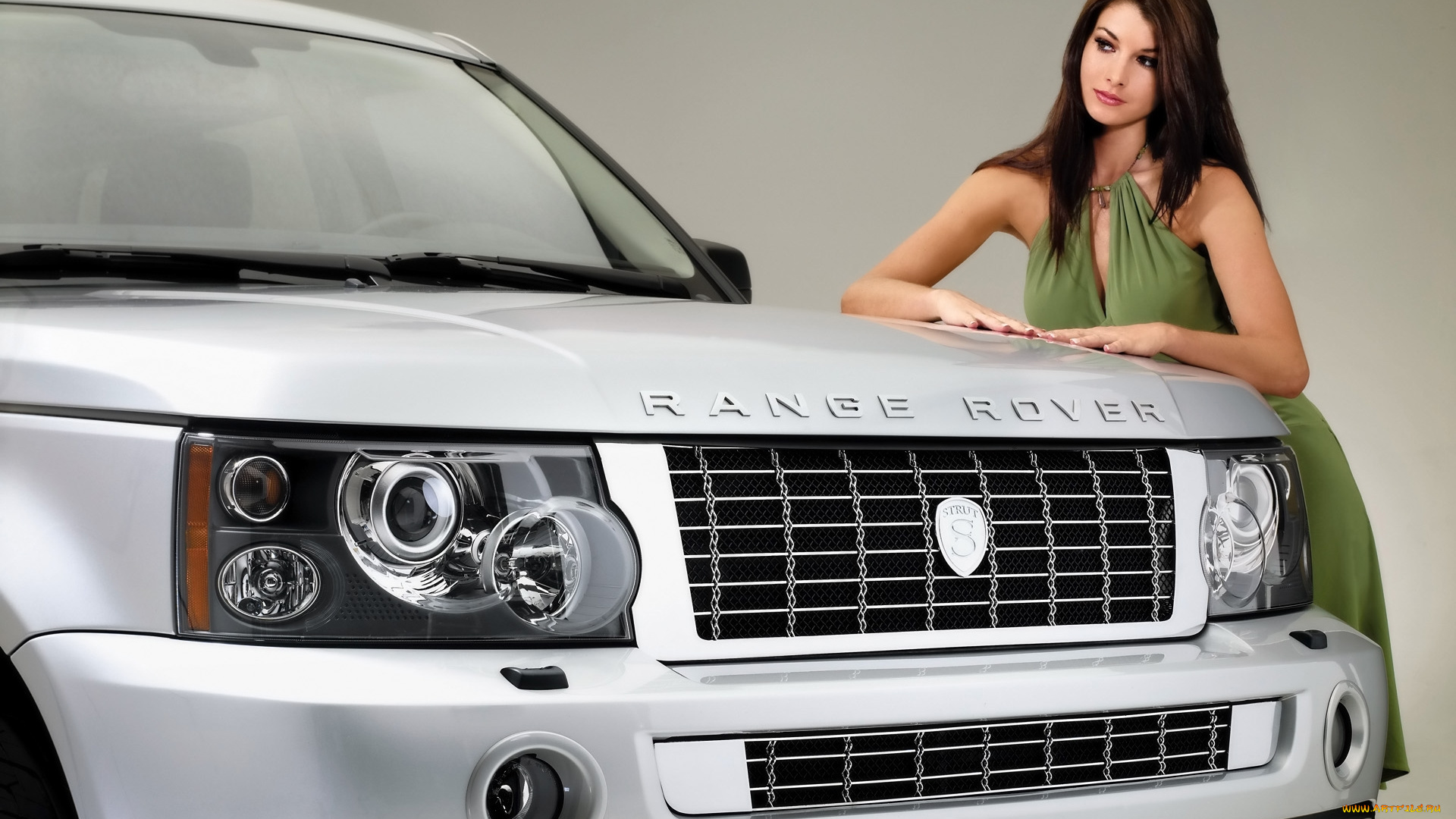 автомобили, -авто, с, девушками, strut, land, rover, range, sport, лэнд, ровер, рэнж, спорт, передок, тюнинг, tuning, девушка, красотка, модель, фон