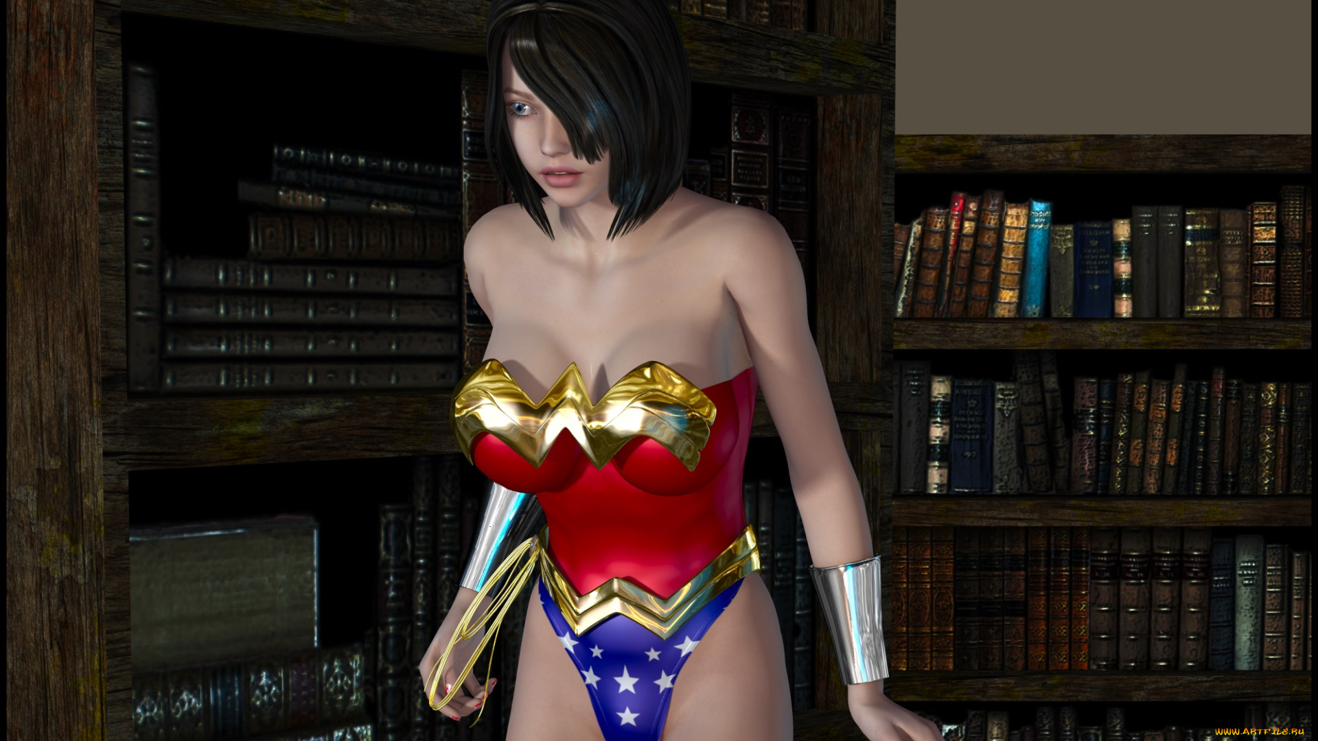 lordsnot, 3д, графика, фантазия, , fantasy, библиотека, книги, взгляд, фон, девушка