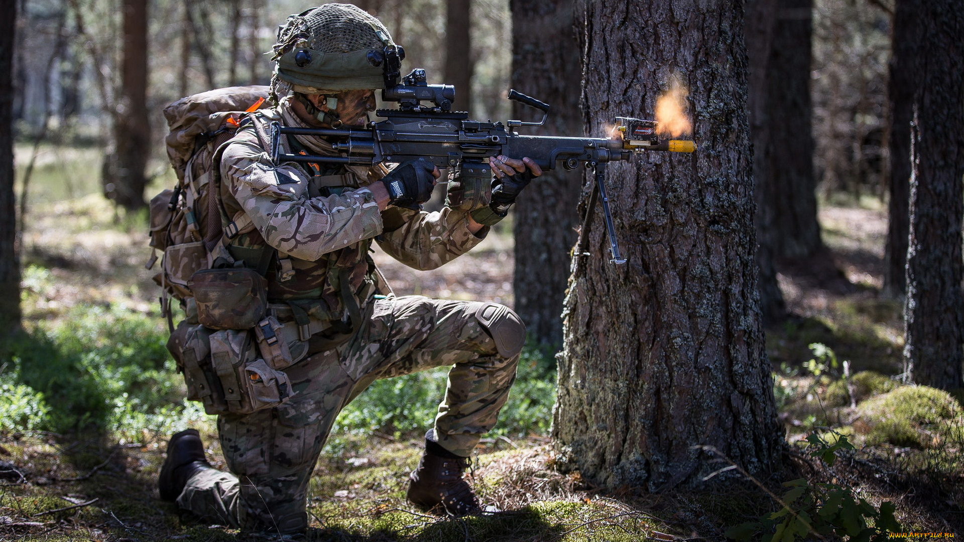 оружие, армия, спецназ, солдат, лес