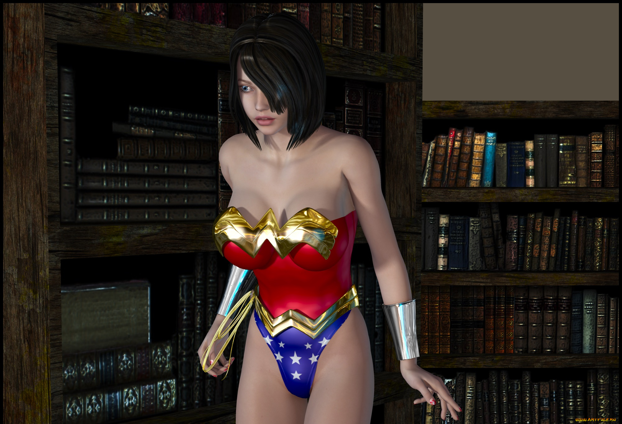 lordsnot, 3д, графика, фантазия, , fantasy, библиотека, книги, взгляд, фон, девушка