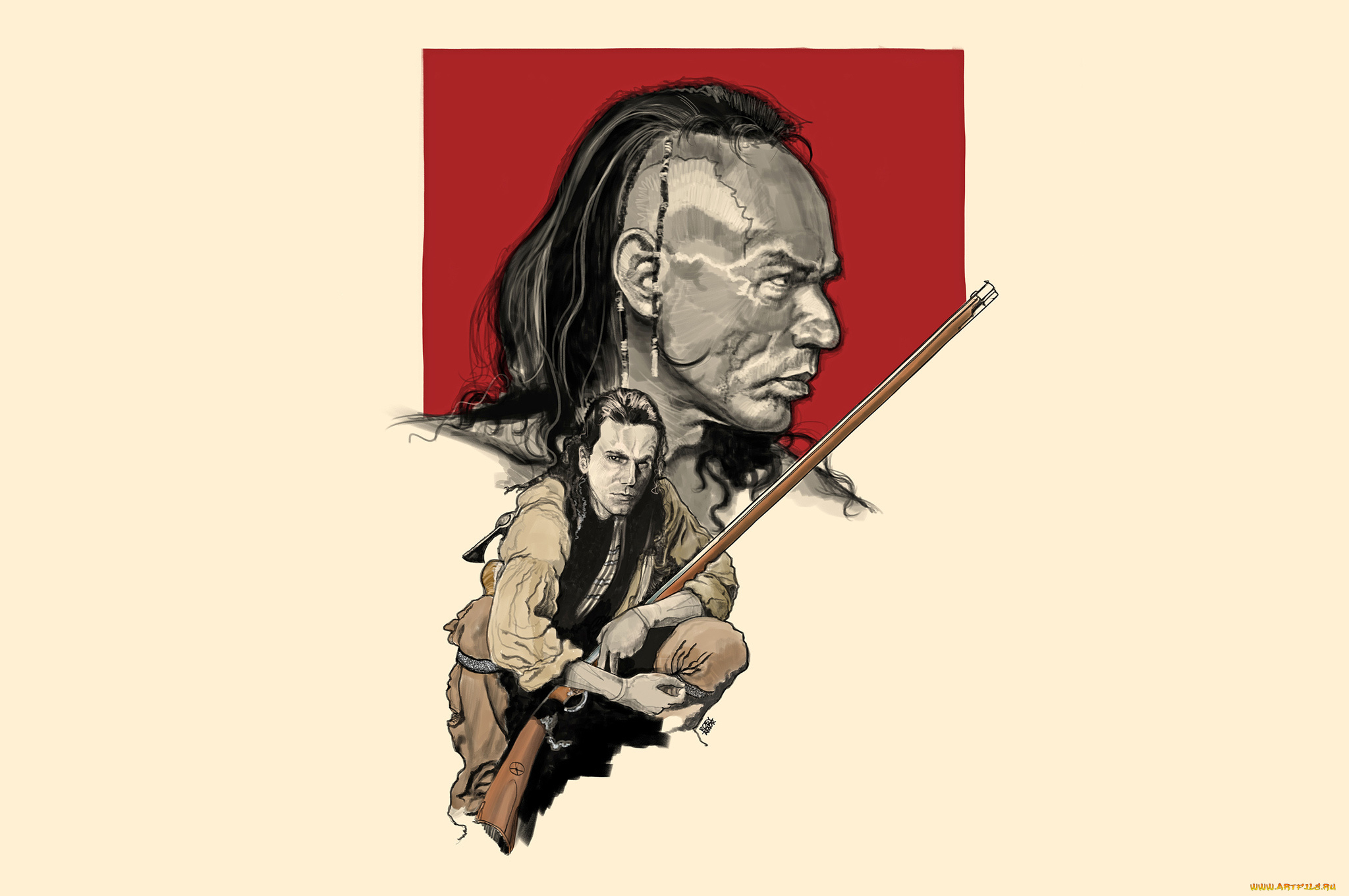 рисованное, кино, последний, из, могикан, the, last, of, mohicans, дэниел, дэй-льюис, соколиный, глаз, уэс, стьюди, магуа, классика