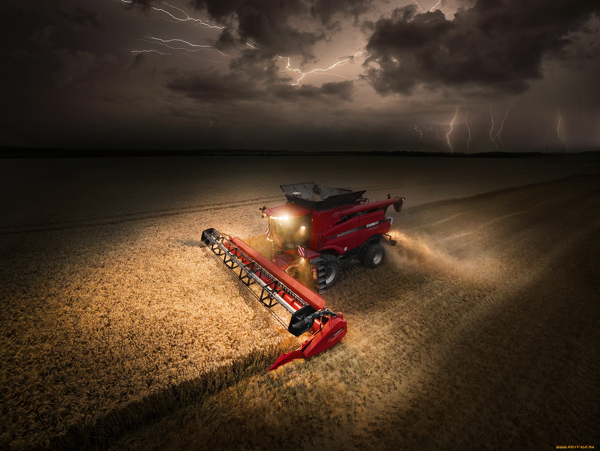 техника, комбайны, поле, уборочная, комбайн