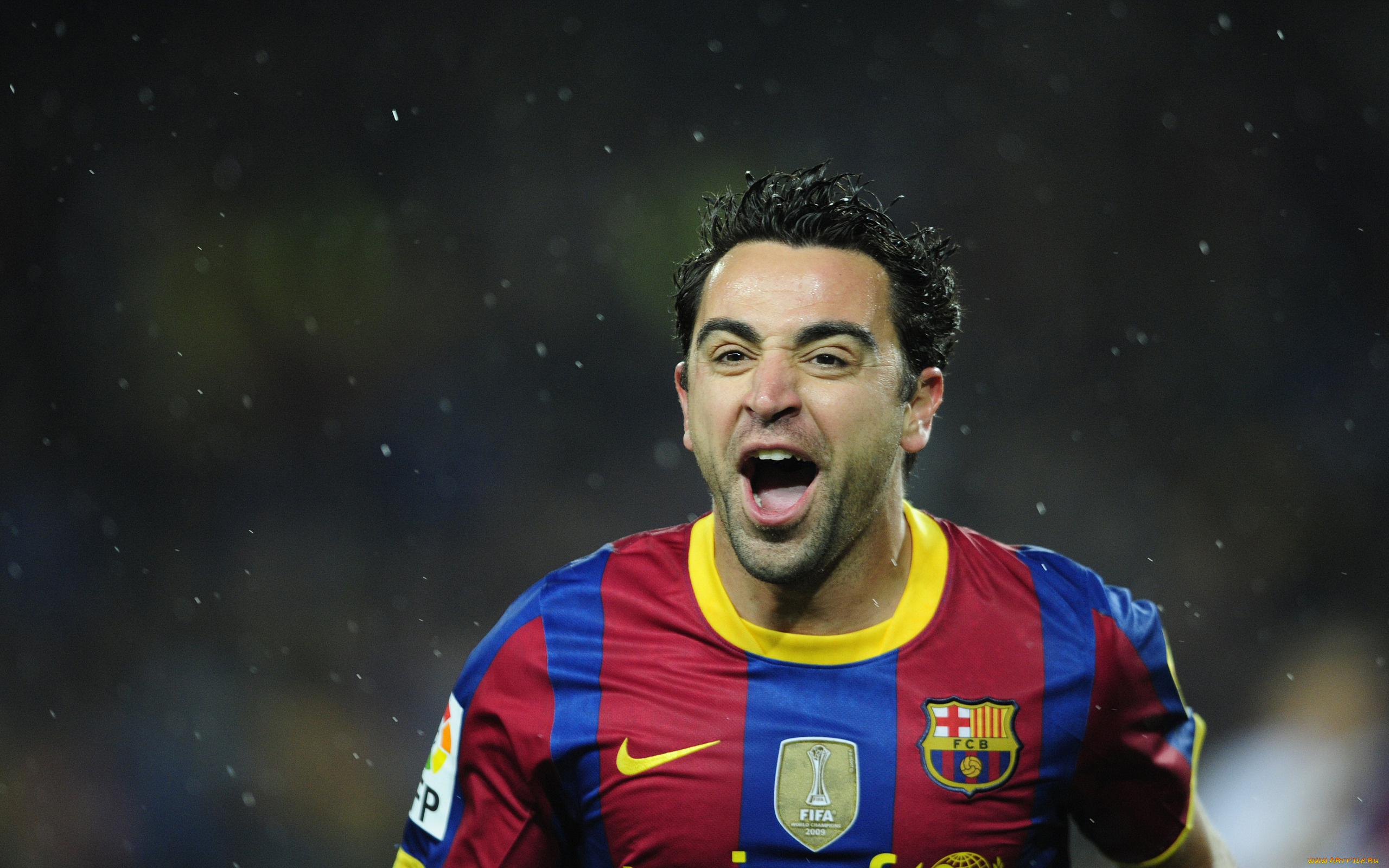 спорт, футбол, xavi, hernandez, игрок, спортсмен, футболист, барселона, дождь, крик