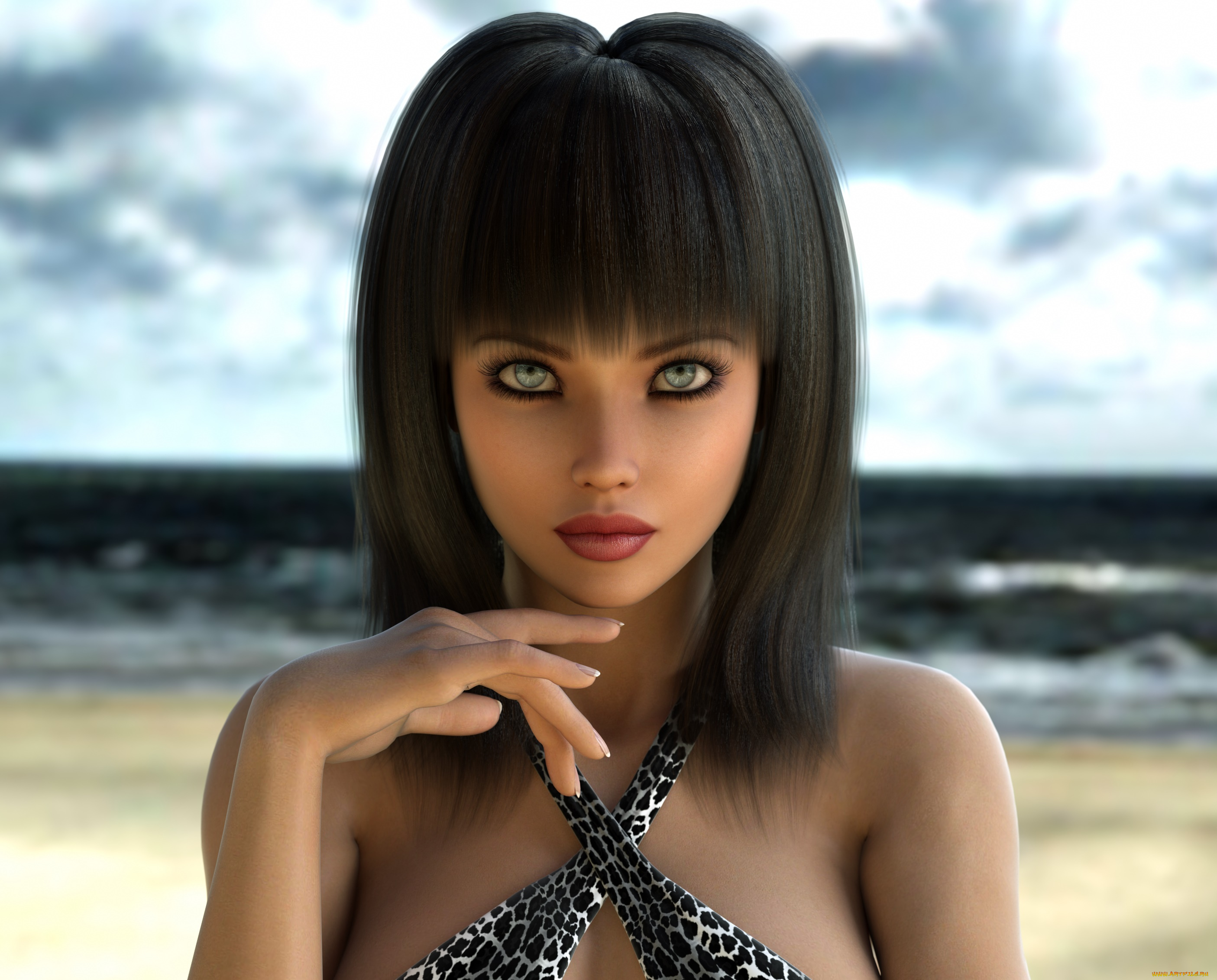 3д, графика, портрет, , portraits, фон, взгляд, девушка