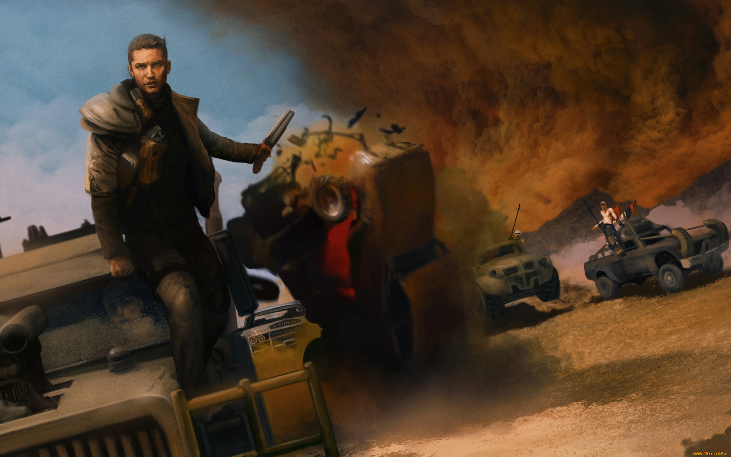 рисованное, кино, tom, hardy, безумный, макс, дорога, ярости, max, rockatansky, mad, art, фильм, fury, road