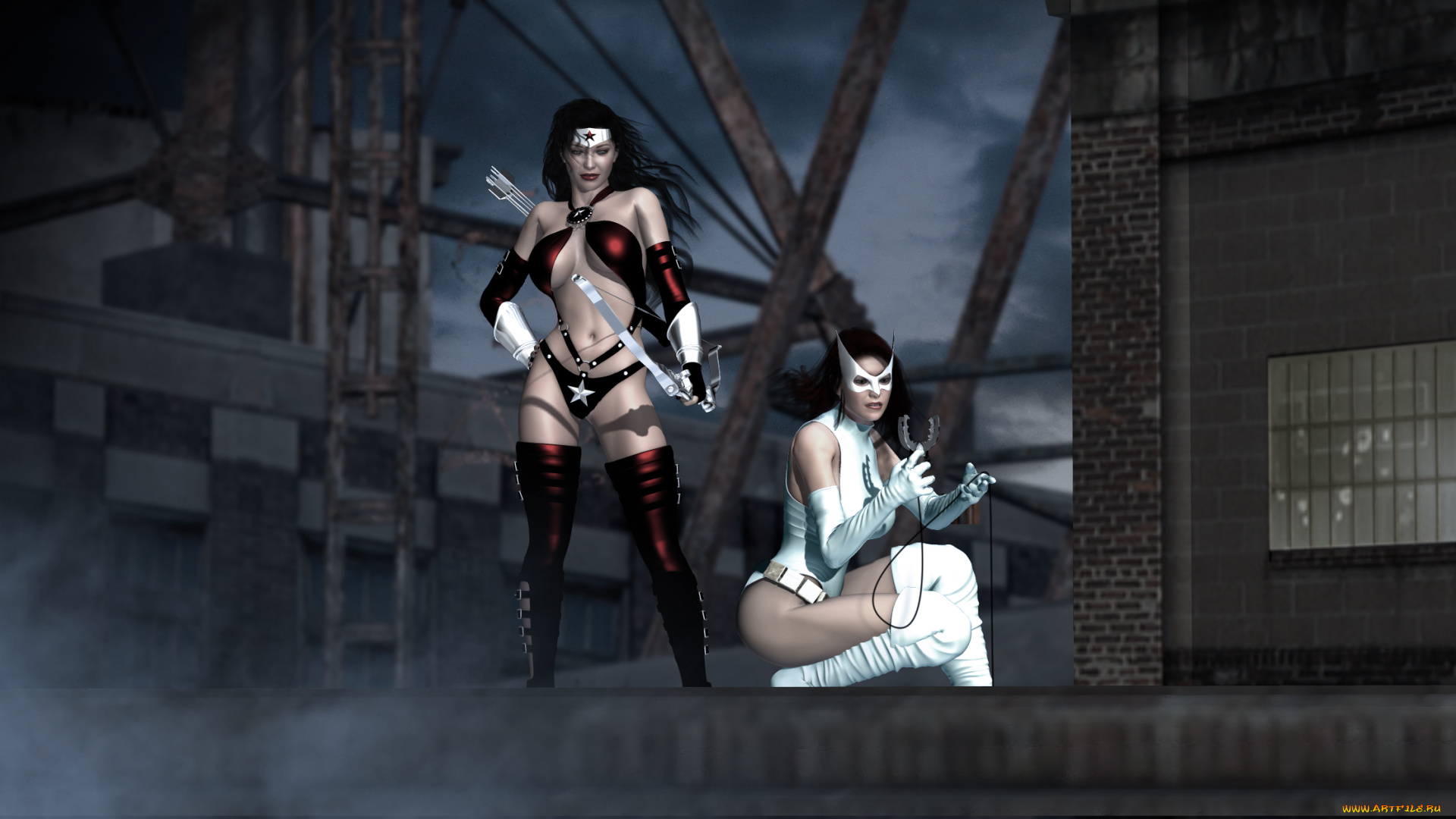 3д, графика, фантазия, , fantasy, фон, взгляд, девушки, оружие