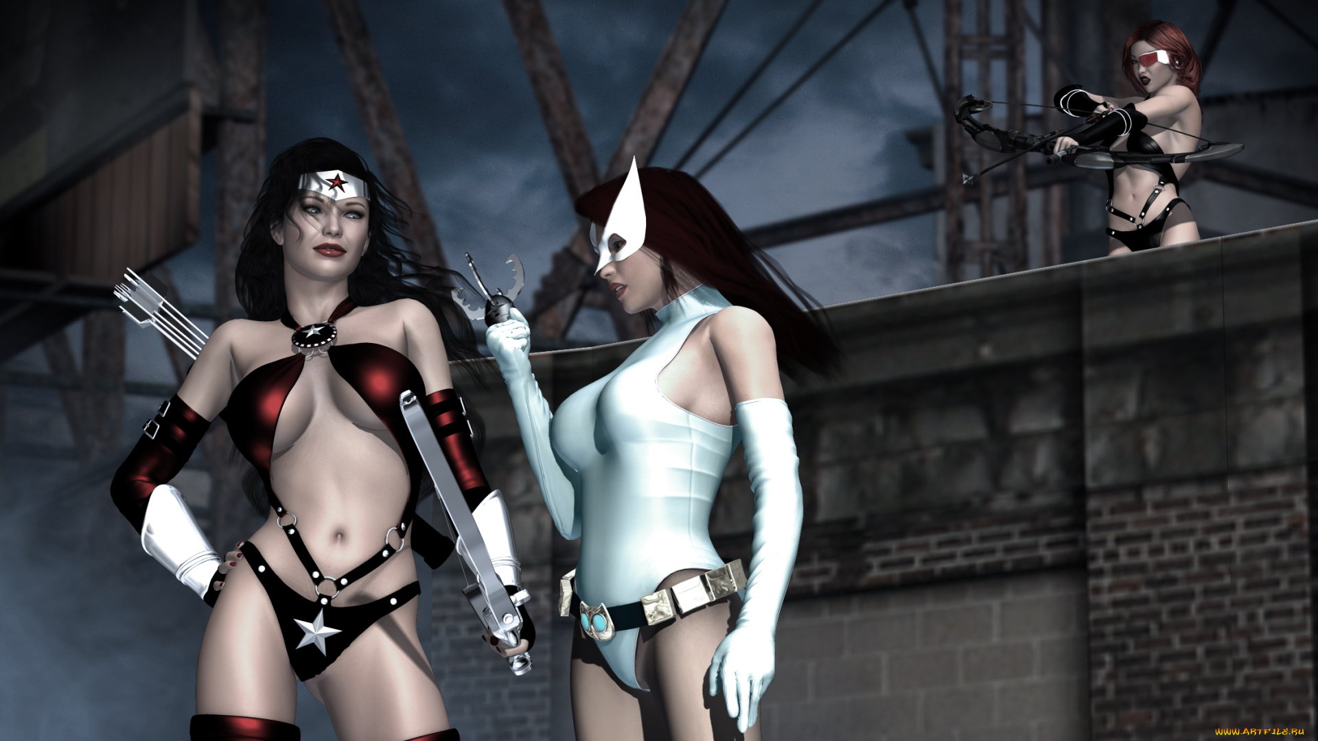 3д, графика, фантазия, , fantasy, оружие, фон, взгляд, девушки