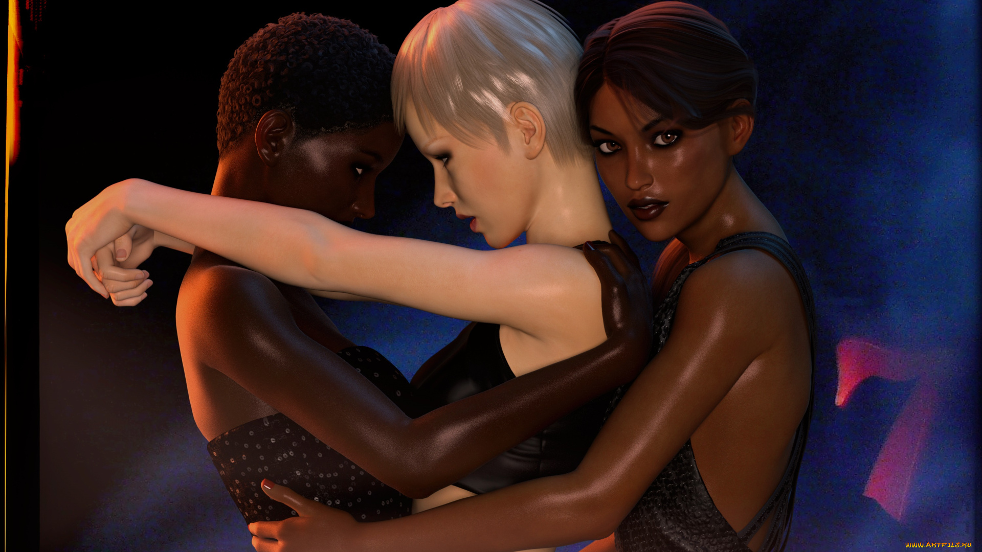 3д, графика, люди, , people, фон, взгляд, девушки