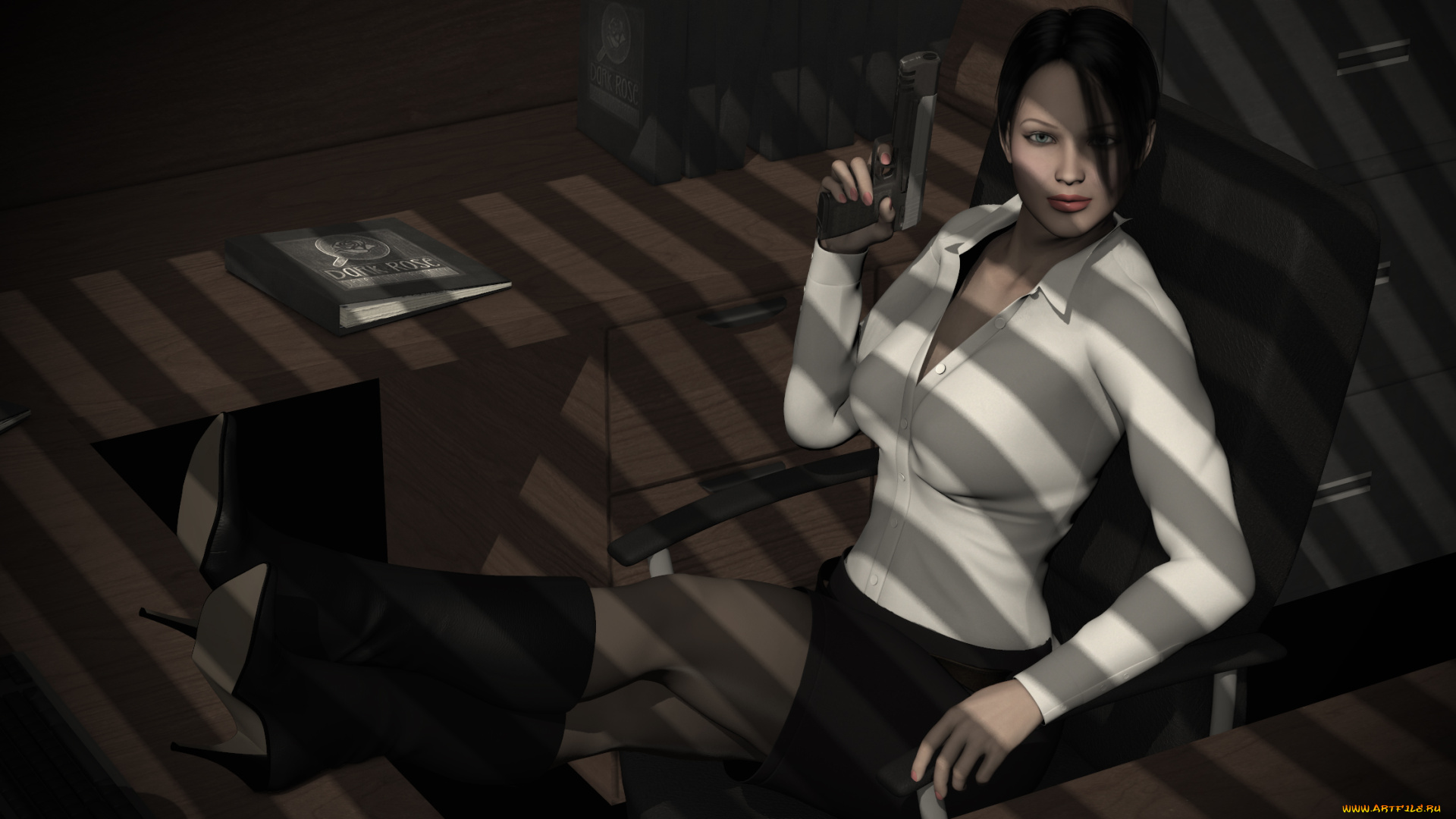 3д, графика, люди, , people, оружие, взгляд, фон, девушка