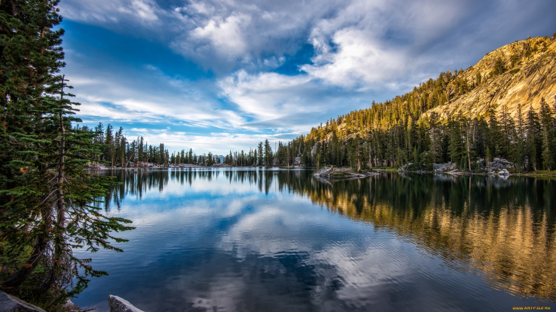 природа, реки, озера, лес, горы, озеро, отражение