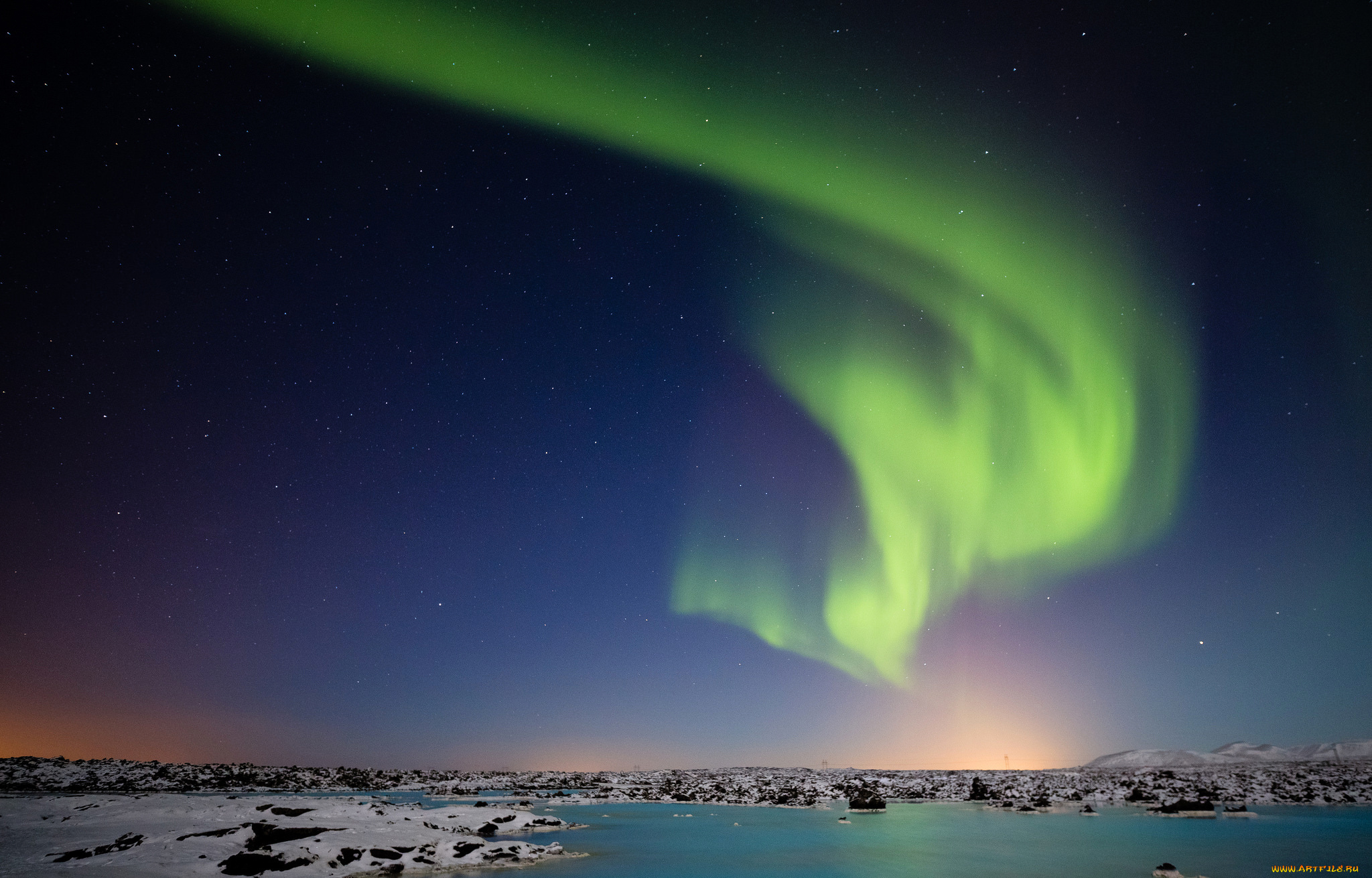 природа, северное, сияние, северное, сияние, звезды, небо, ночь, зима, снег, камни, берег, море