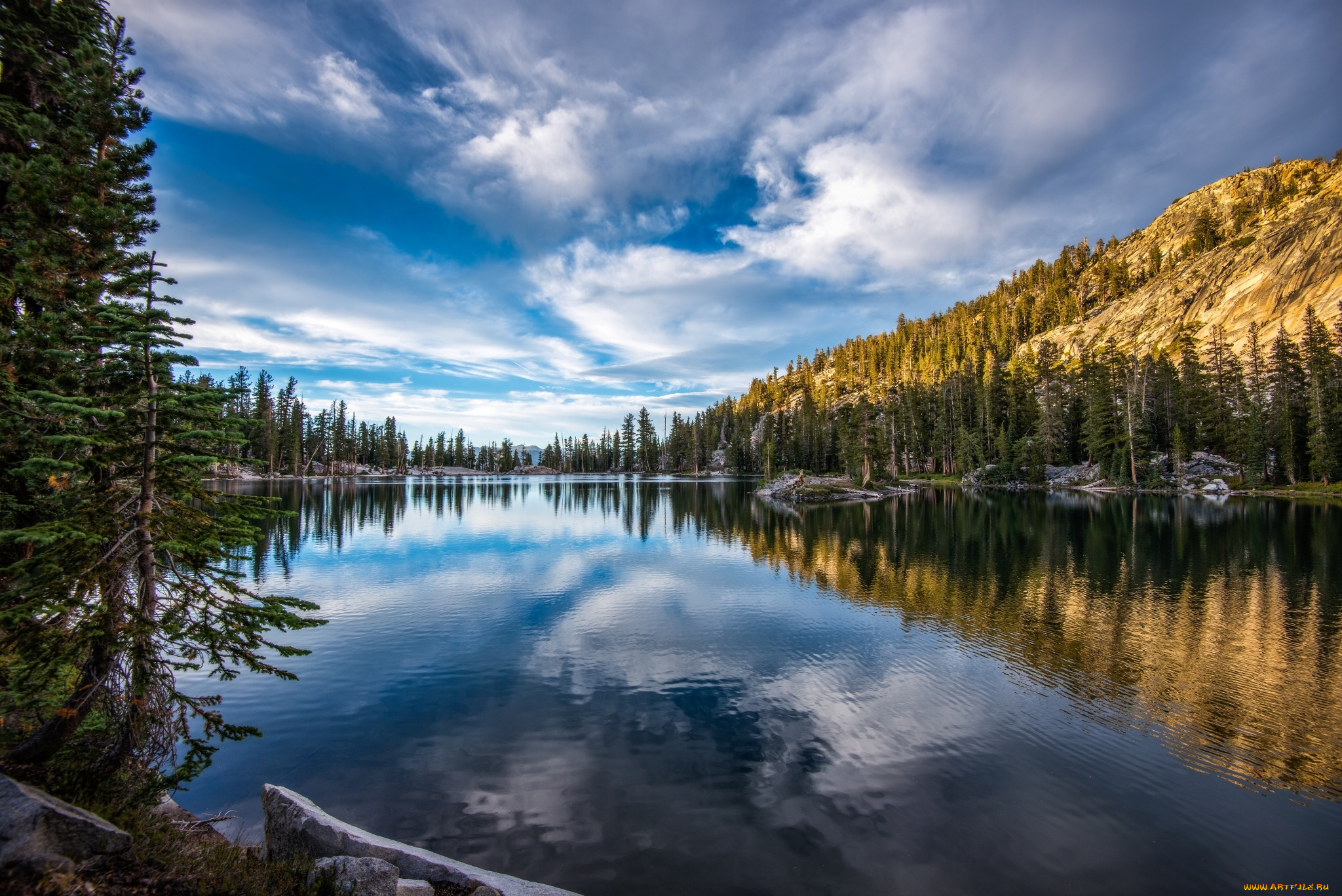 природа, реки, озера, лес, горы, озеро, отражение