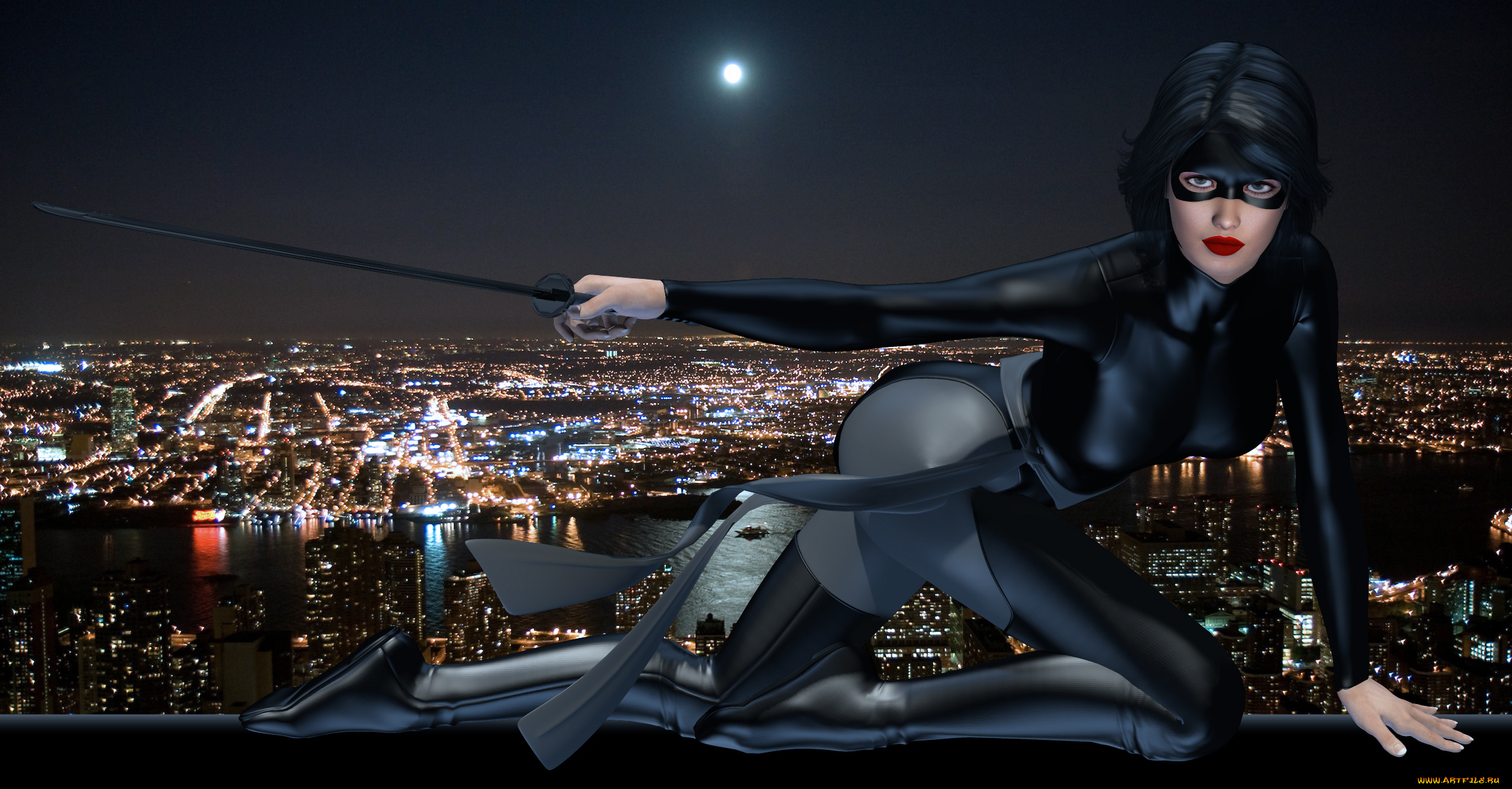 3д, графика, фантазия, , fantasy, оружие, фон, взгляд, девушка