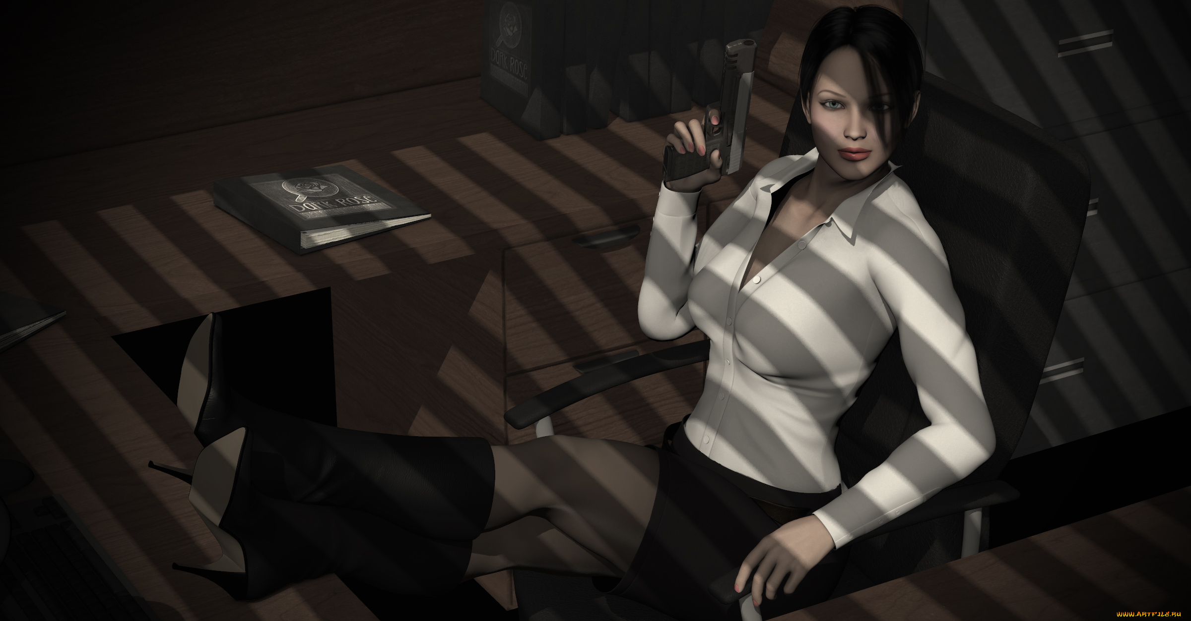 3д, графика, люди, , people, оружие, взгляд, фон, девушка