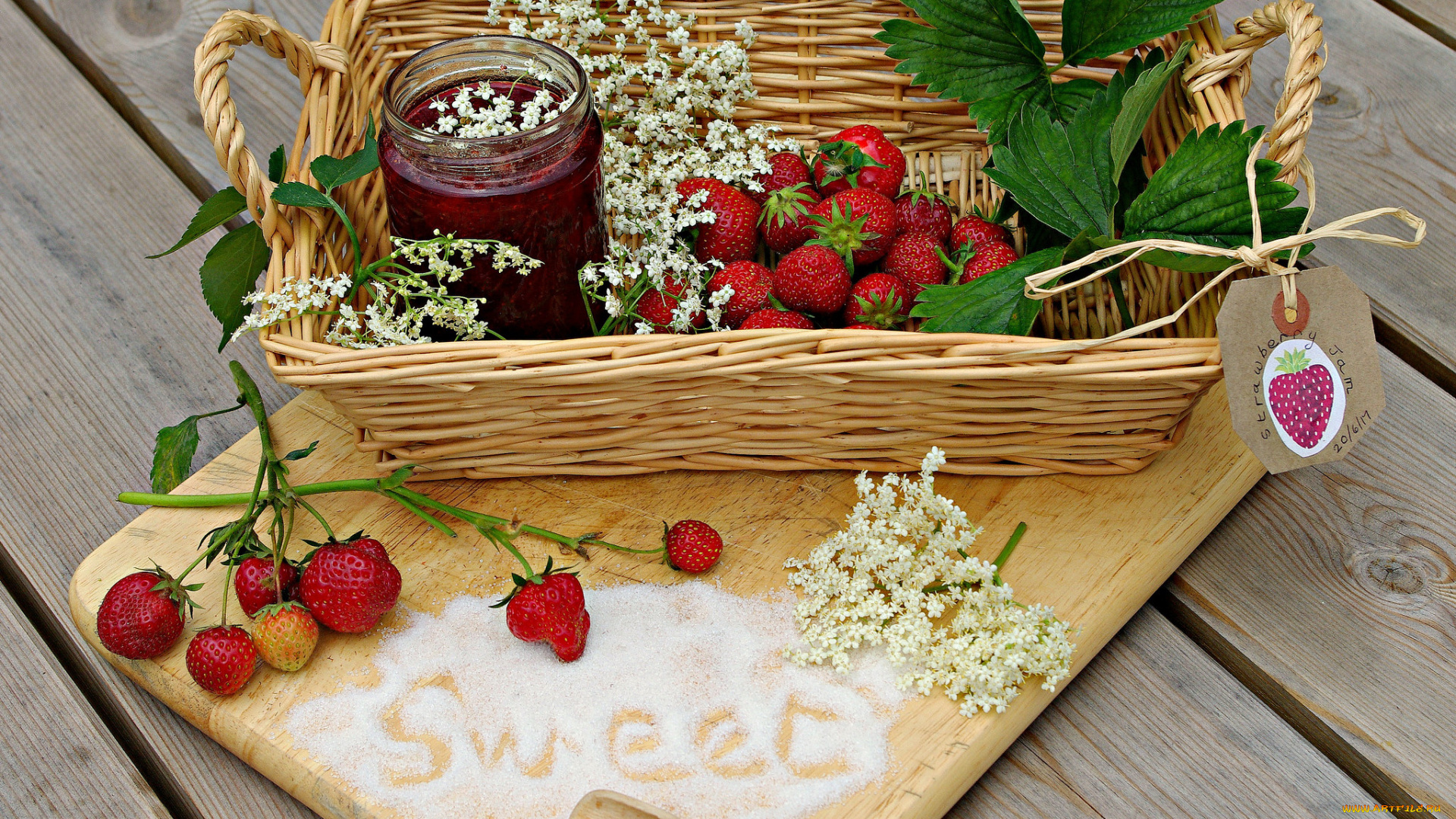 еда, клубника, , земляника, вкусно, листья, ягода, варенье