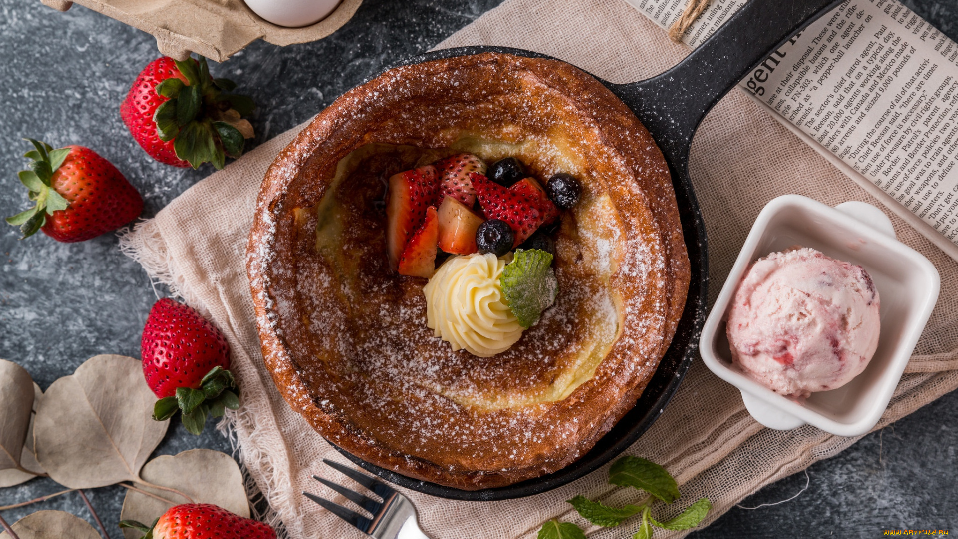 еда, мороженое, , десерты, клубника, десерт