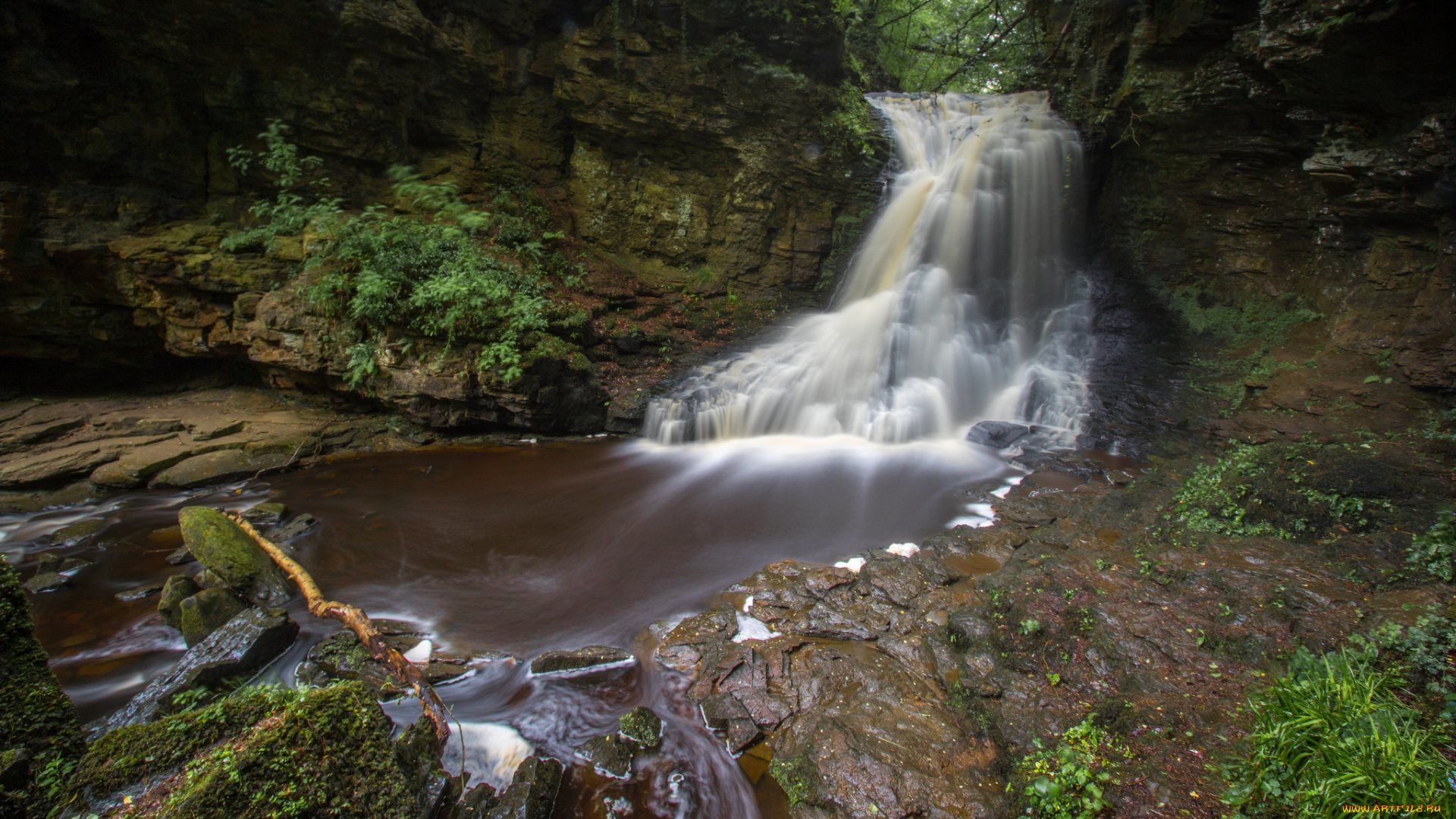 природа, водопады, водопад, река, лес