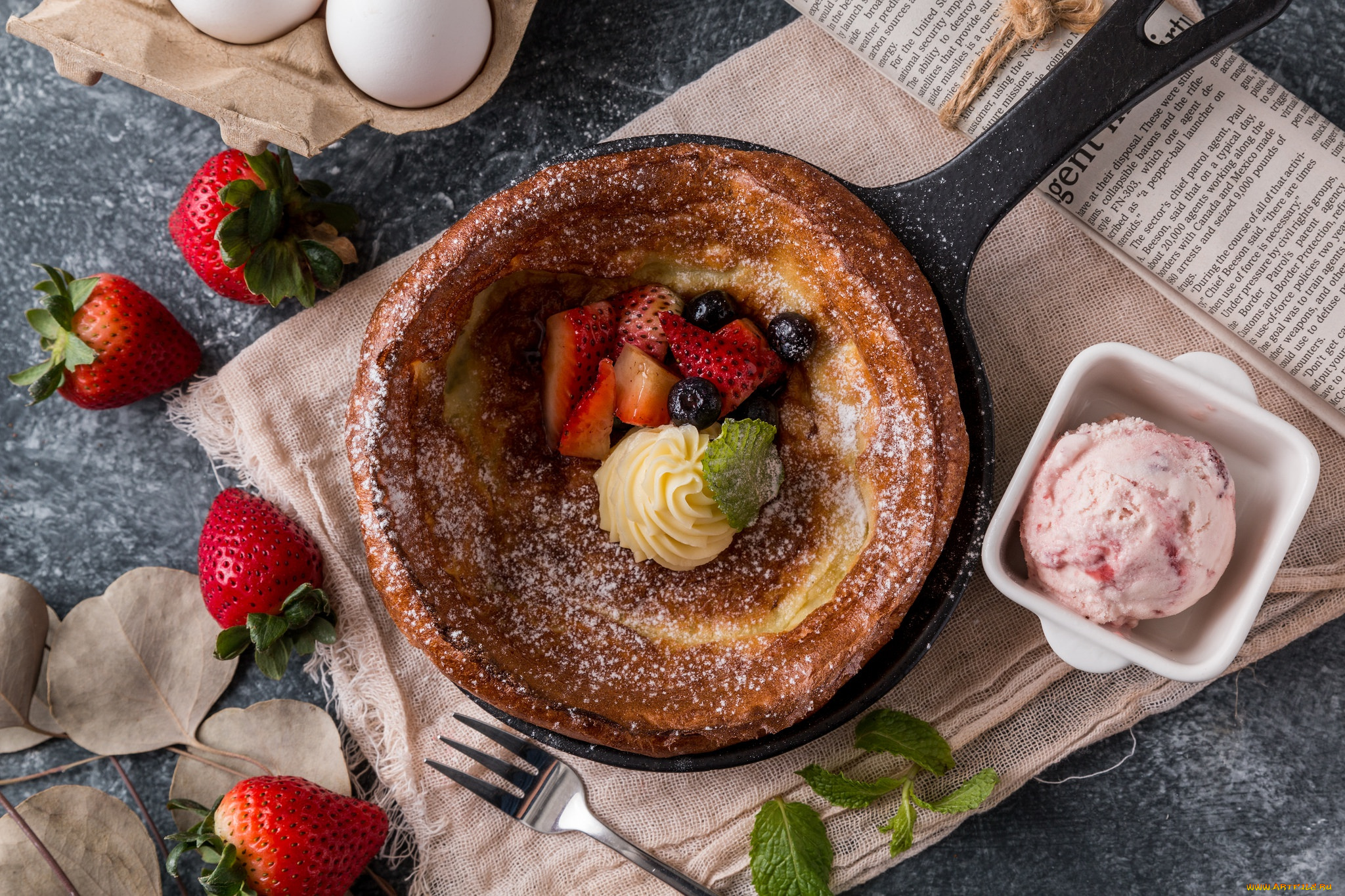 еда, мороженое, , десерты, клубника, десерт