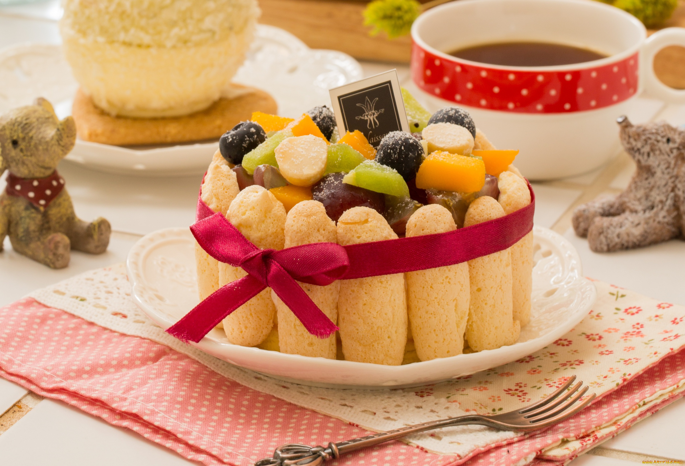 еда, торты, савоярди, торт, фрукты, чай