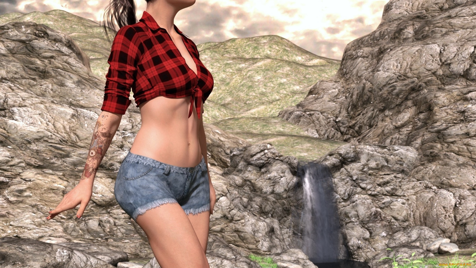 3д, графика, люди, , people, взгляд, фон, девушка