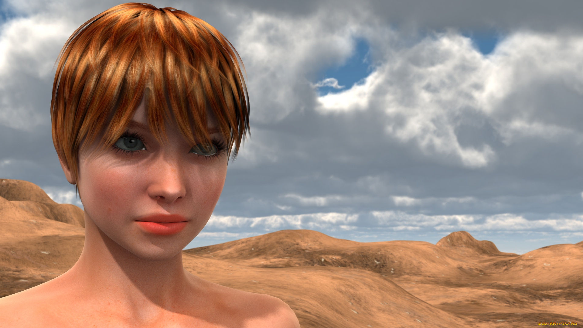 3д, графика, портрет, , portraits, фон, взгляд, девушка