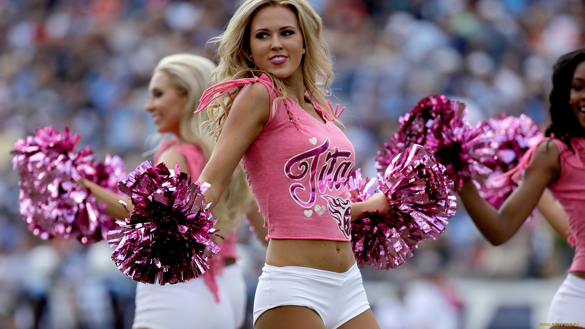 спорт, группы, поддержки, девушки, взгляд, фон