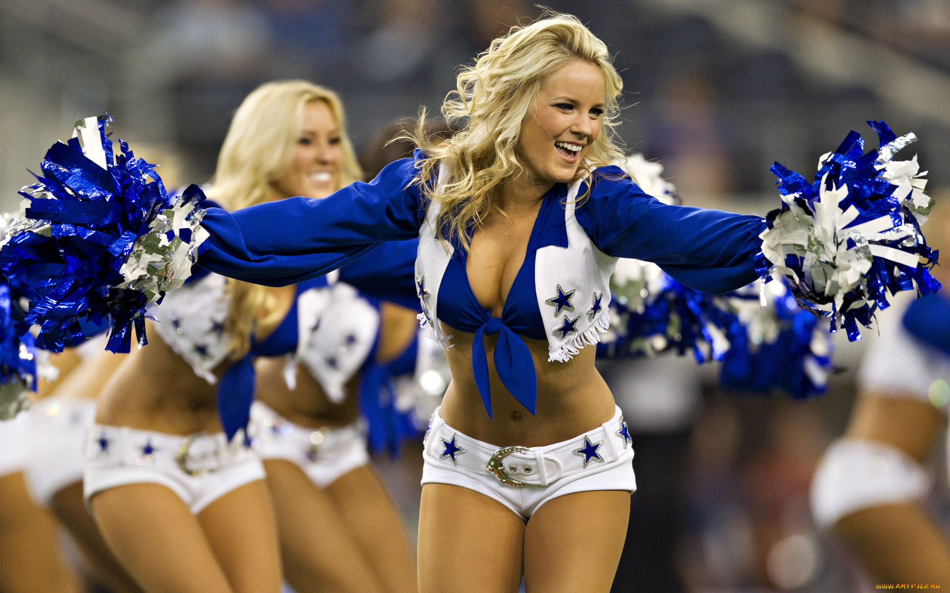 спорт, группы, поддержки, девушки, взгляд, фон