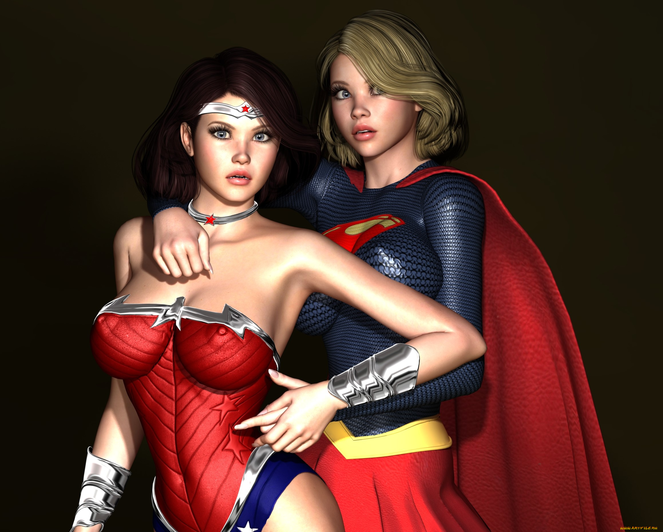 3д, графика, фантазия, , fantasy, фон, девушки, взгляд