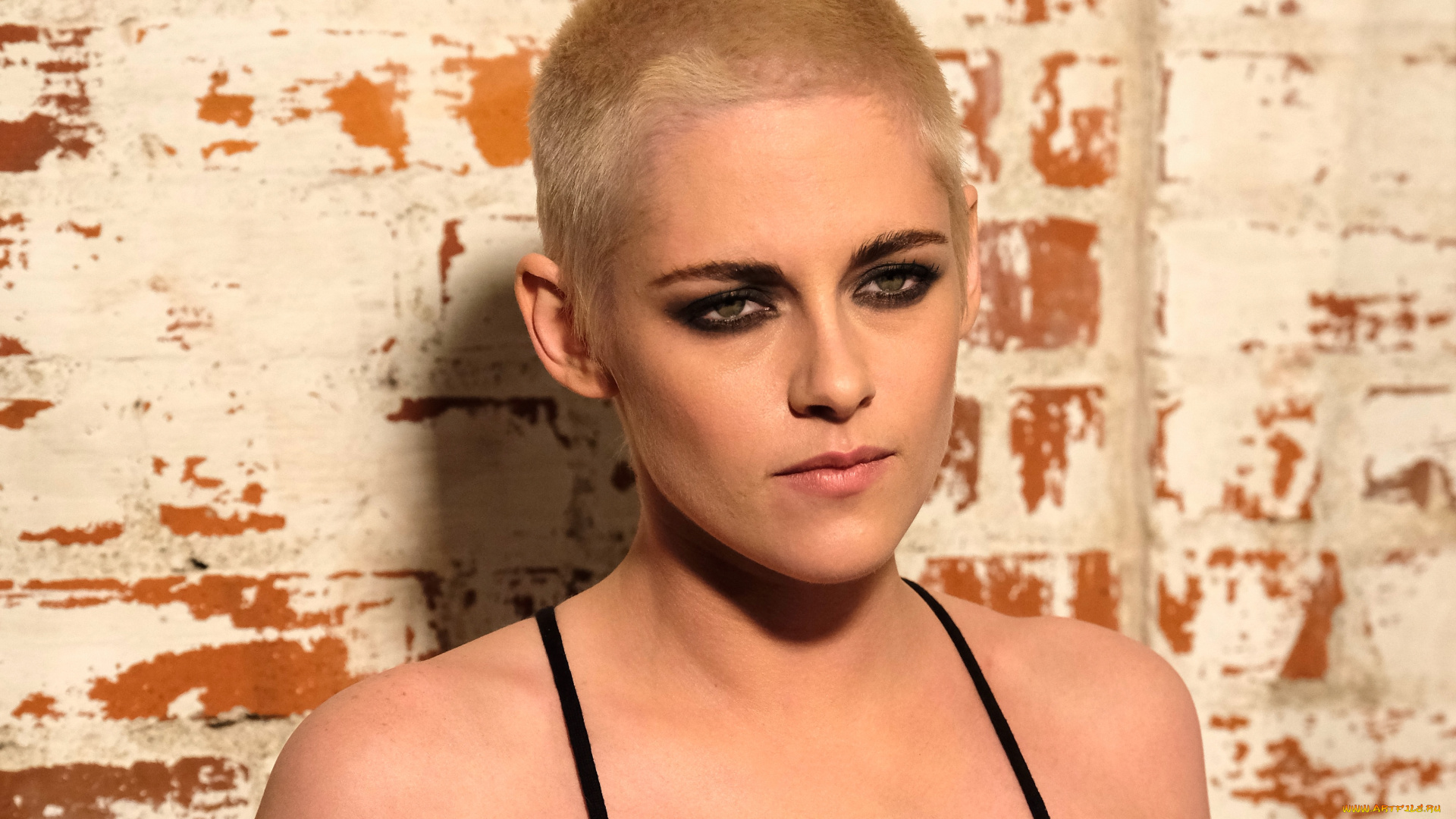 девушки, kristen, stewart, стена, лицо, актриса, блондинка