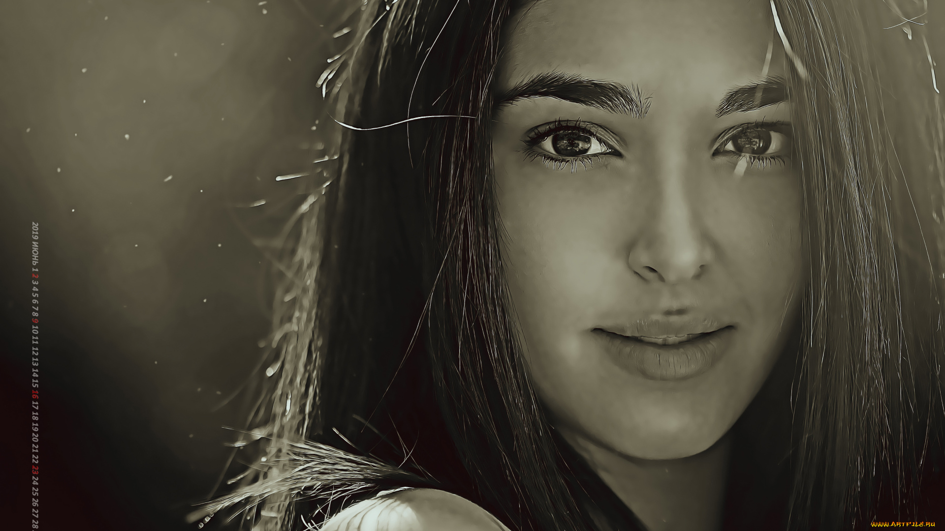 календари, компьютерный, дизайн, лицо, девушка, 2019, calendar, женщина, взгляд