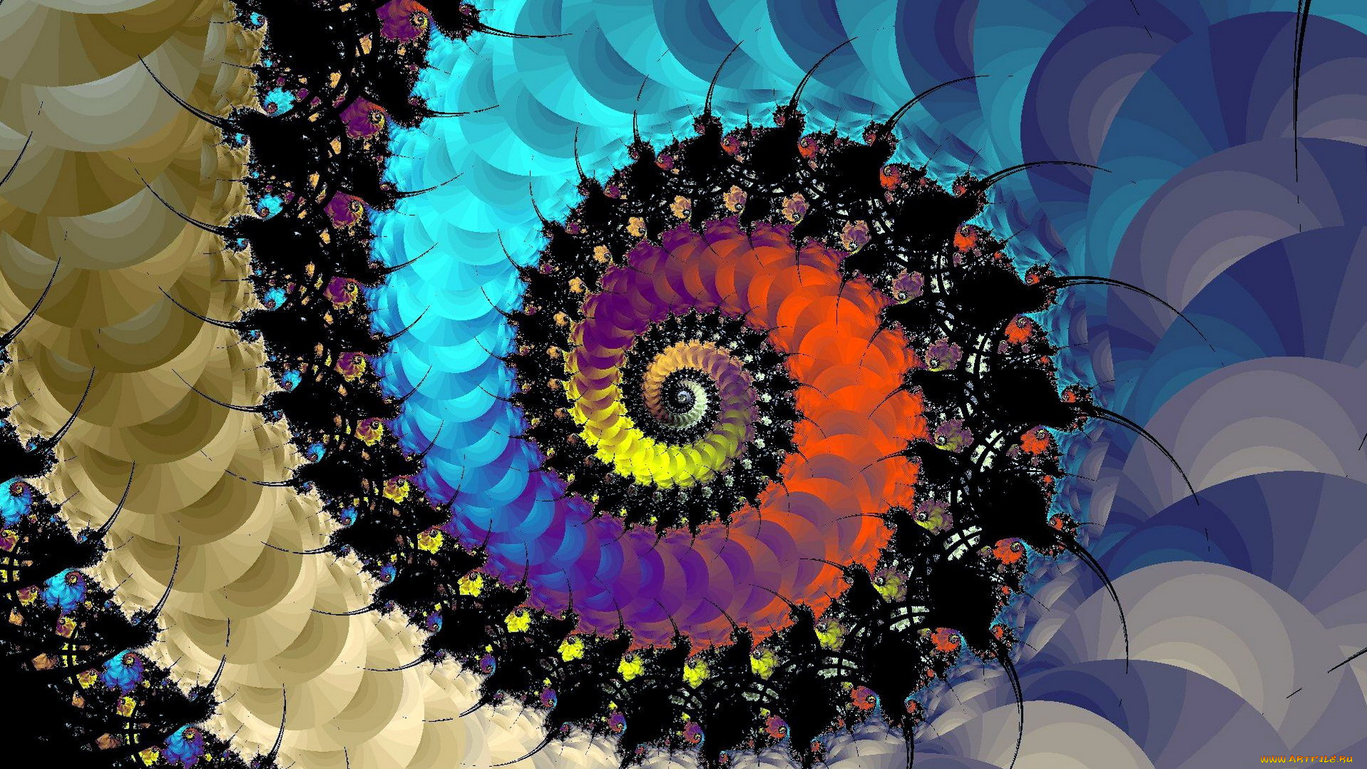 3д, графика, фракталы, , fractal, цвета, орнамент, спираль
