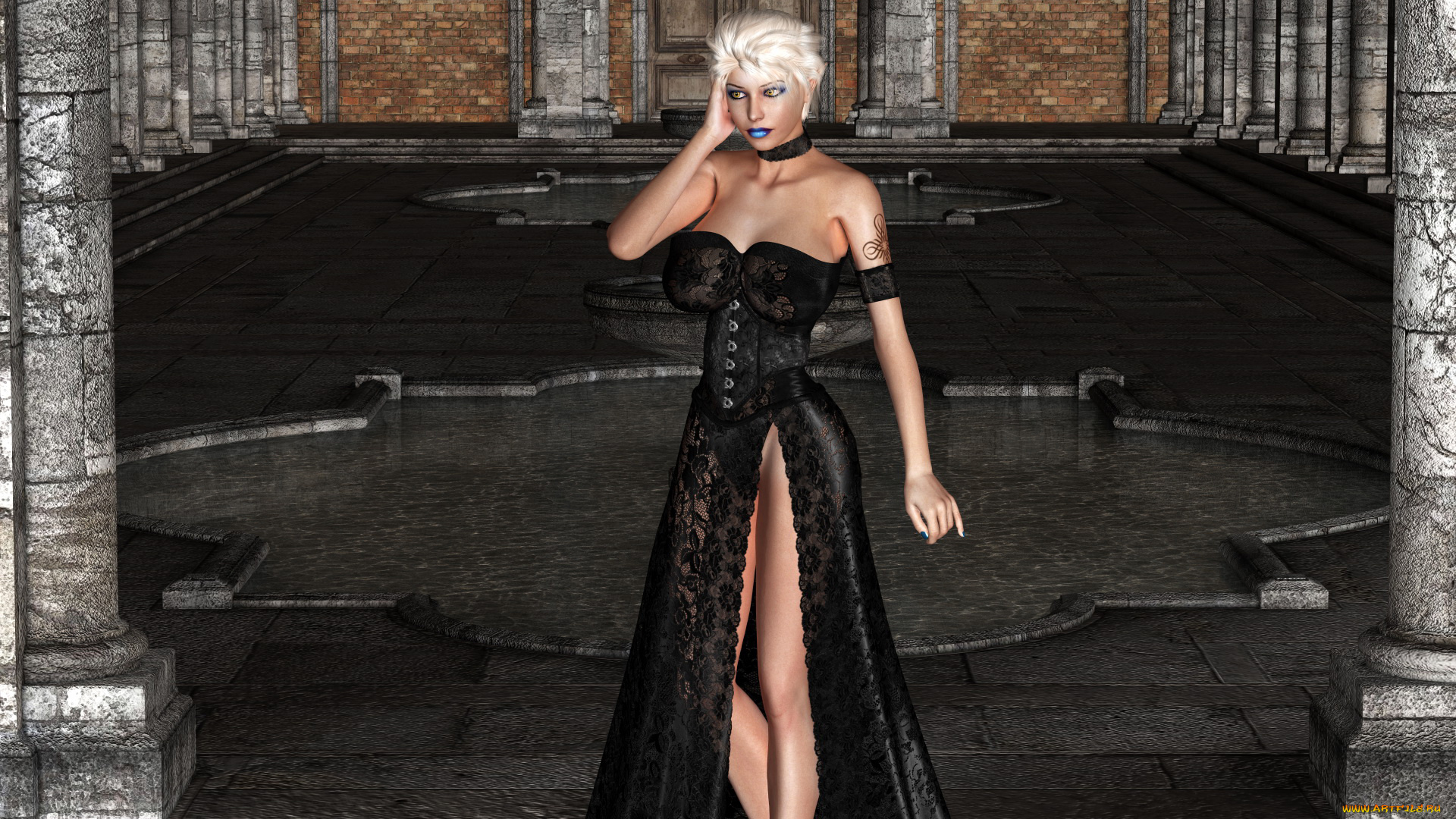 3д, графика, люди, , people, девушка, фон, платье