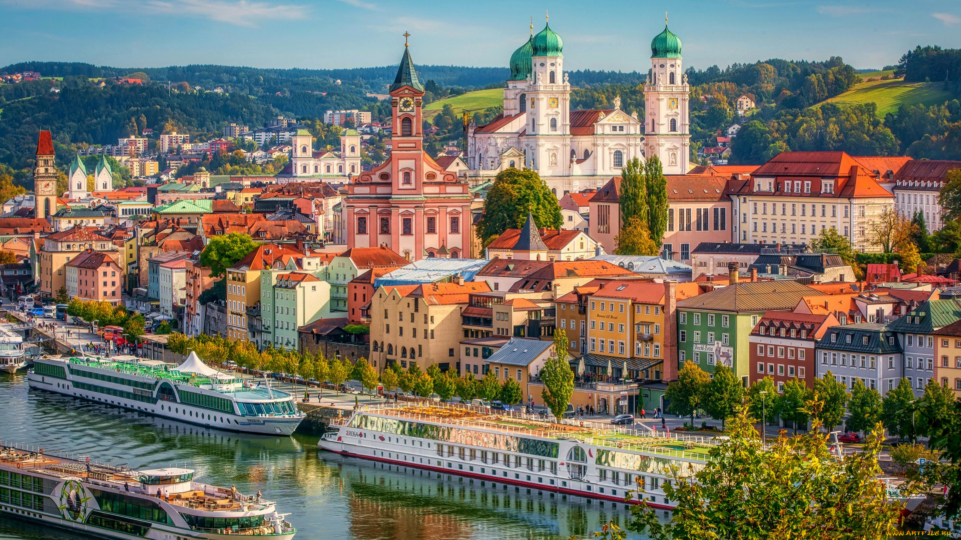 города, -, улицы, , площади, , набережные, пассау, торговый, центр, транспортный, восточная, бавария, германия