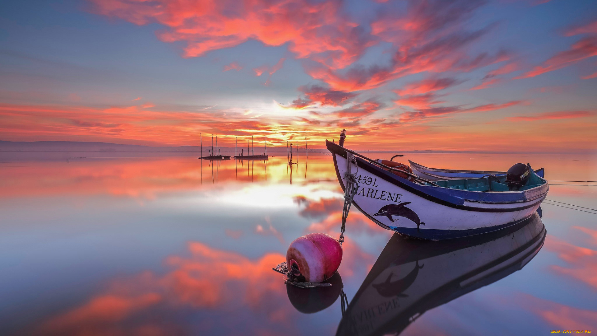 корабли, моторные, лодки, закат, моторка, река