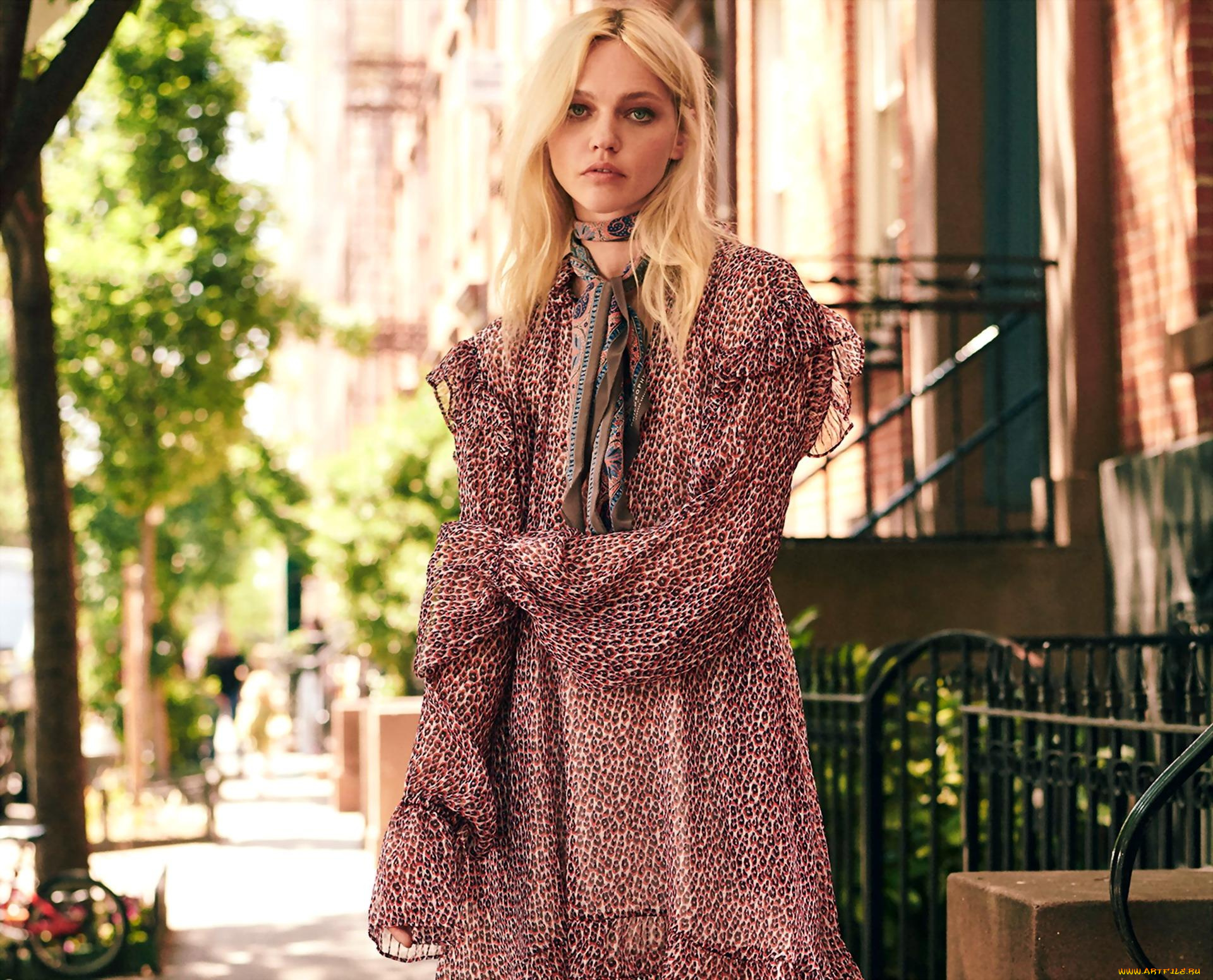 девушки, саша, пивоварова, модель, блондинка, платье, улица