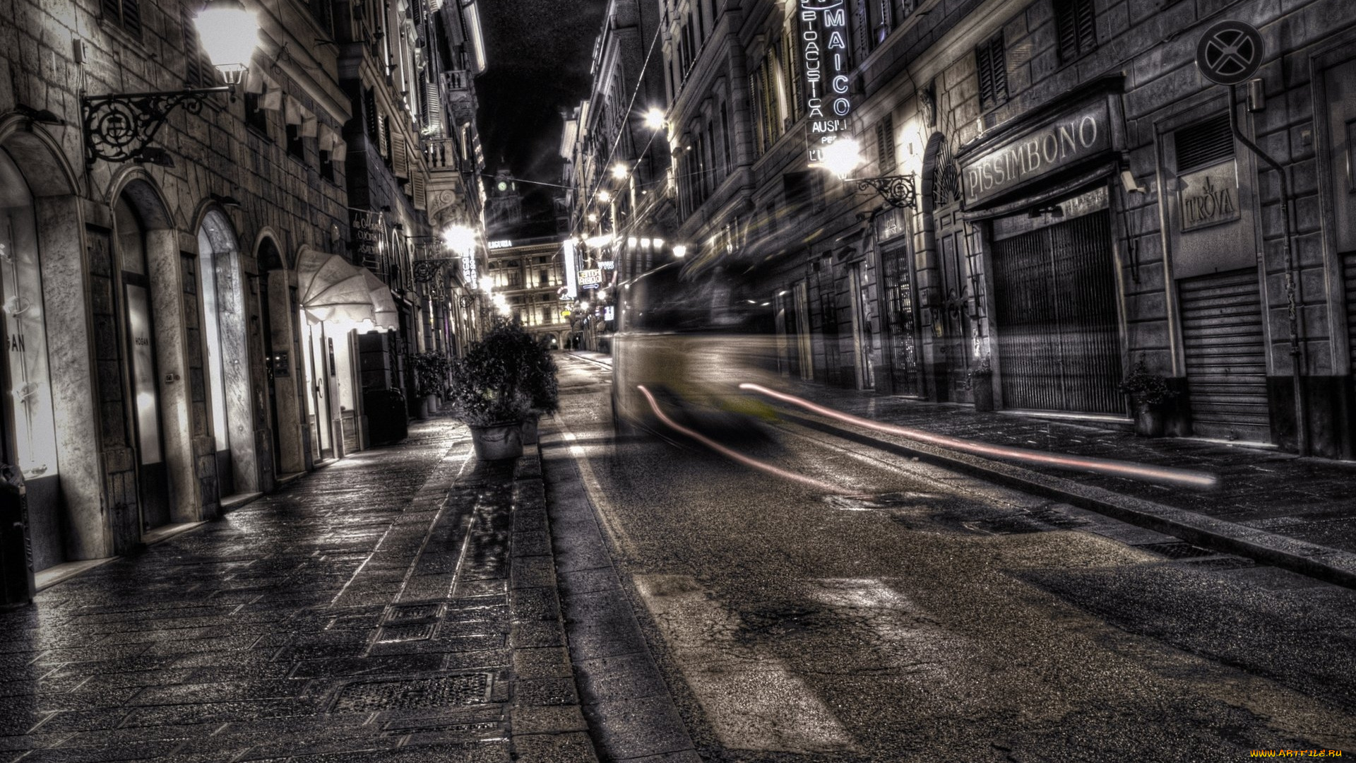 города, -, огни, ночного, города, город, улица, огни, ночь, движение