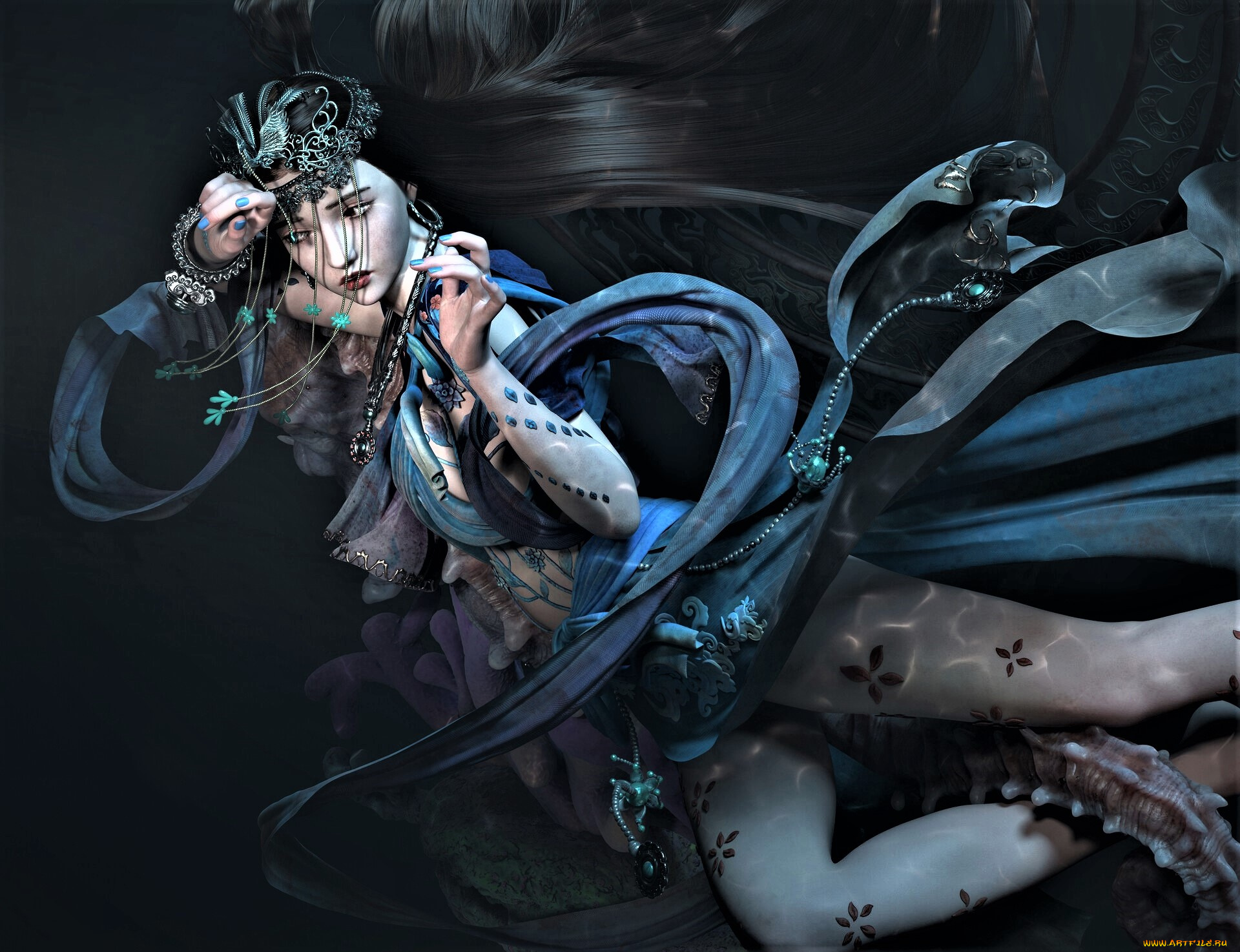 фэнтези, девушки, девушка, щупальца
