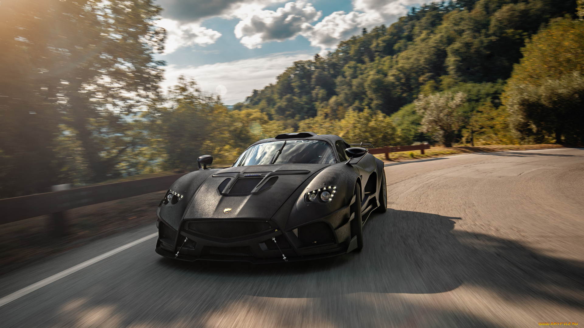 mazzanti, evantra, автомобили, mazzanti, черный, скорость, дорога, трасса