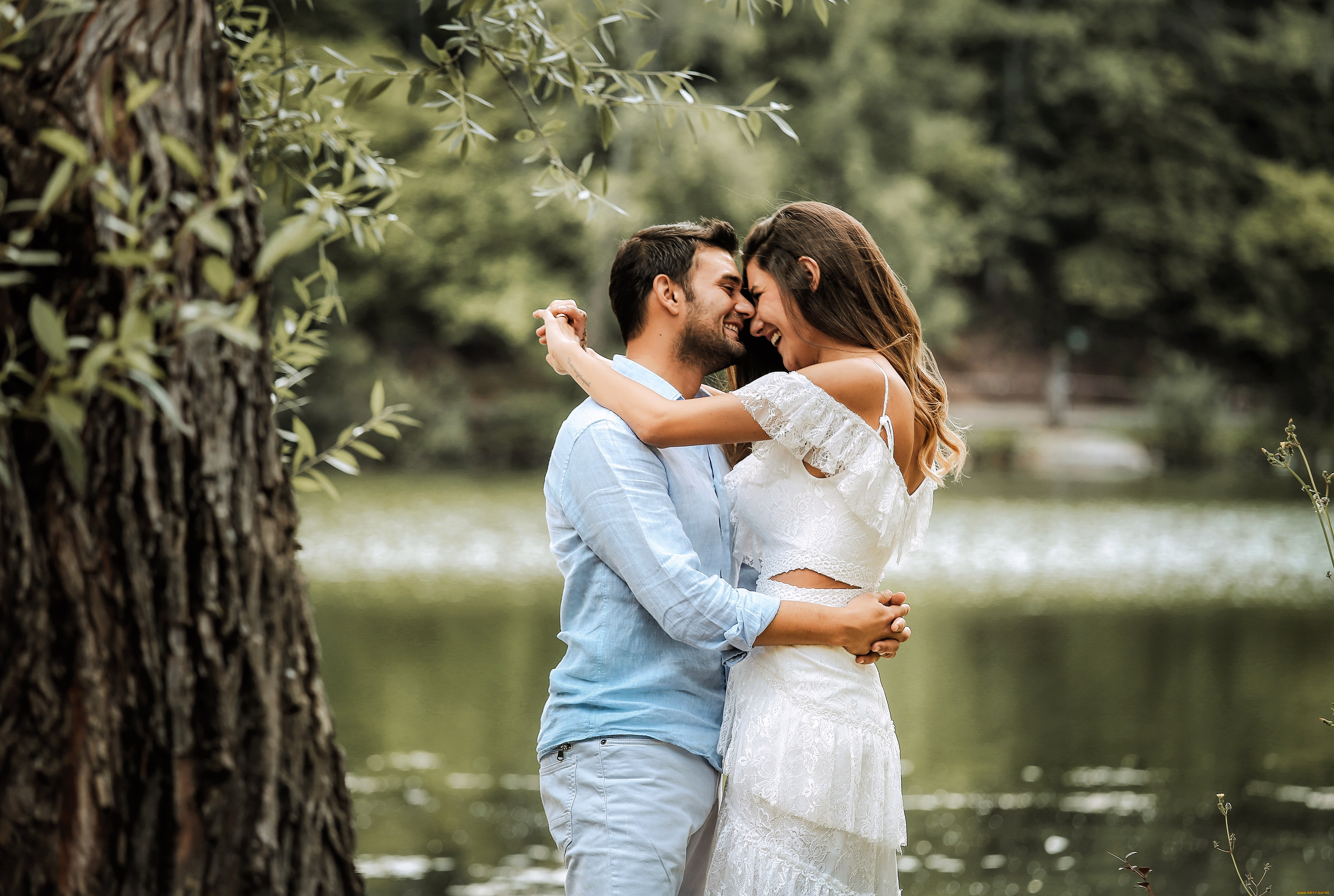 разное, мужчина, женщина, пара, озеро, дерево