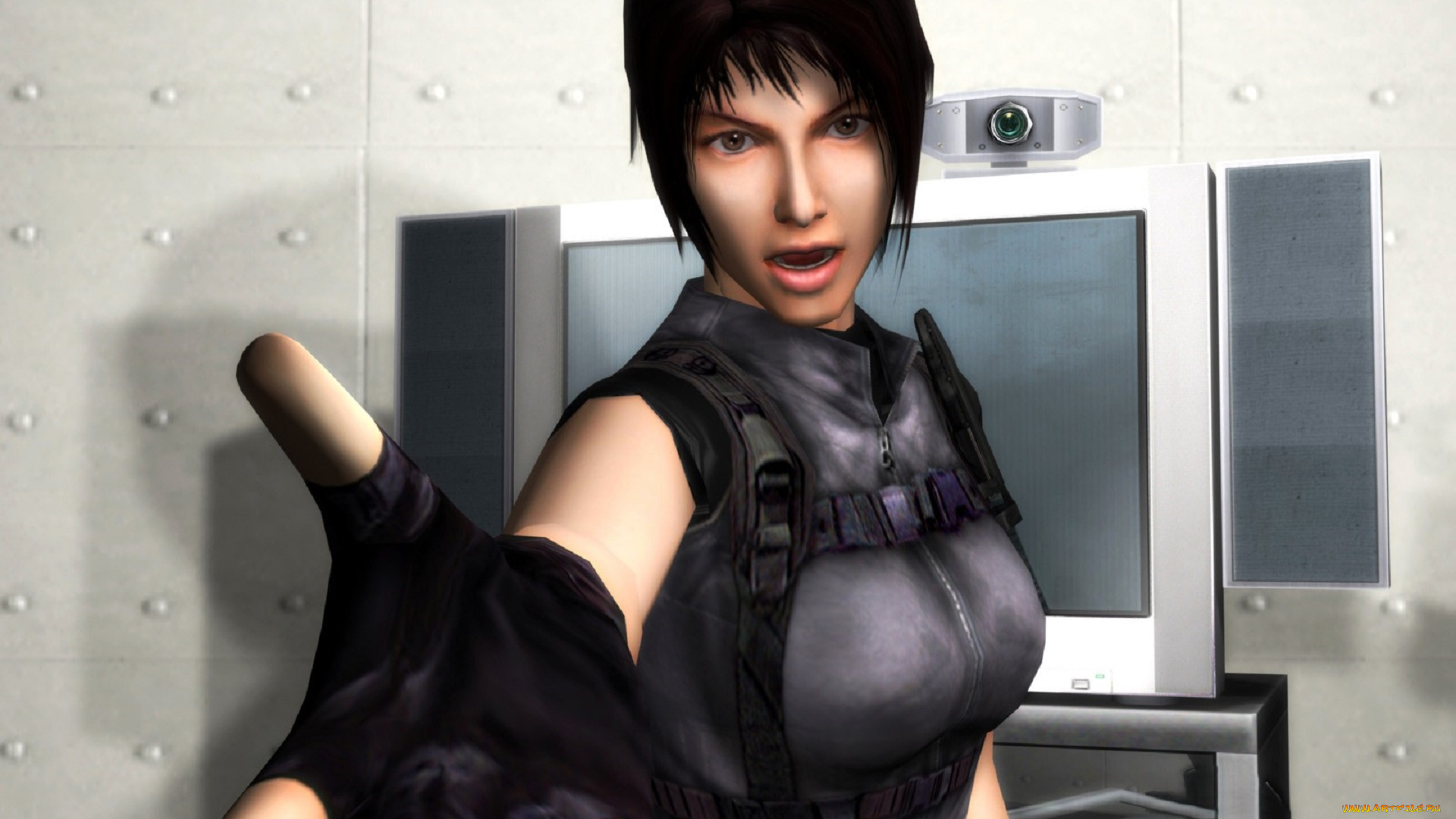 видео, игры, breakdown, девушка, перчатка, форма, камера, монитор