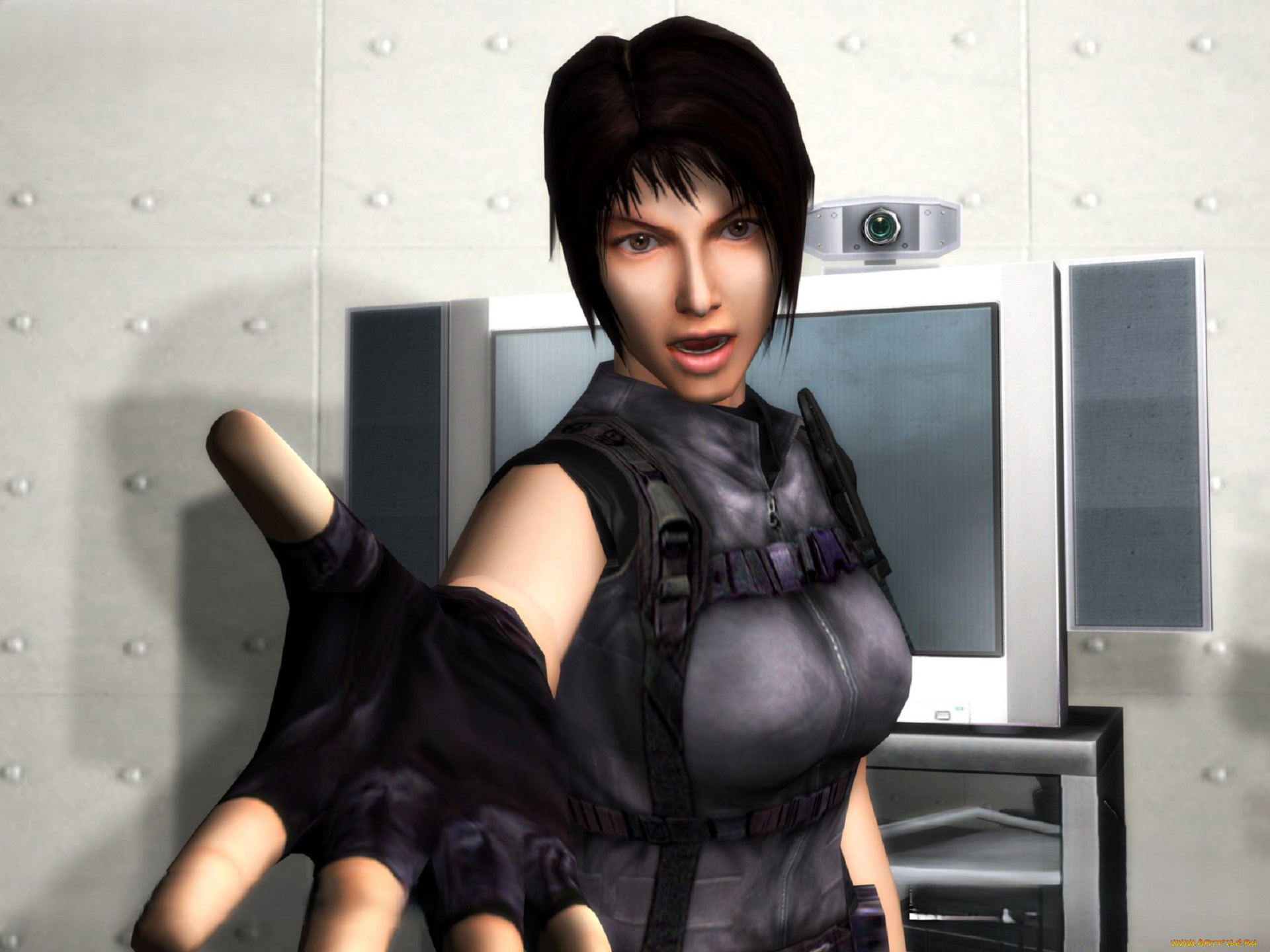 видео, игры, breakdown, девушка, перчатка, форма, камера, монитор