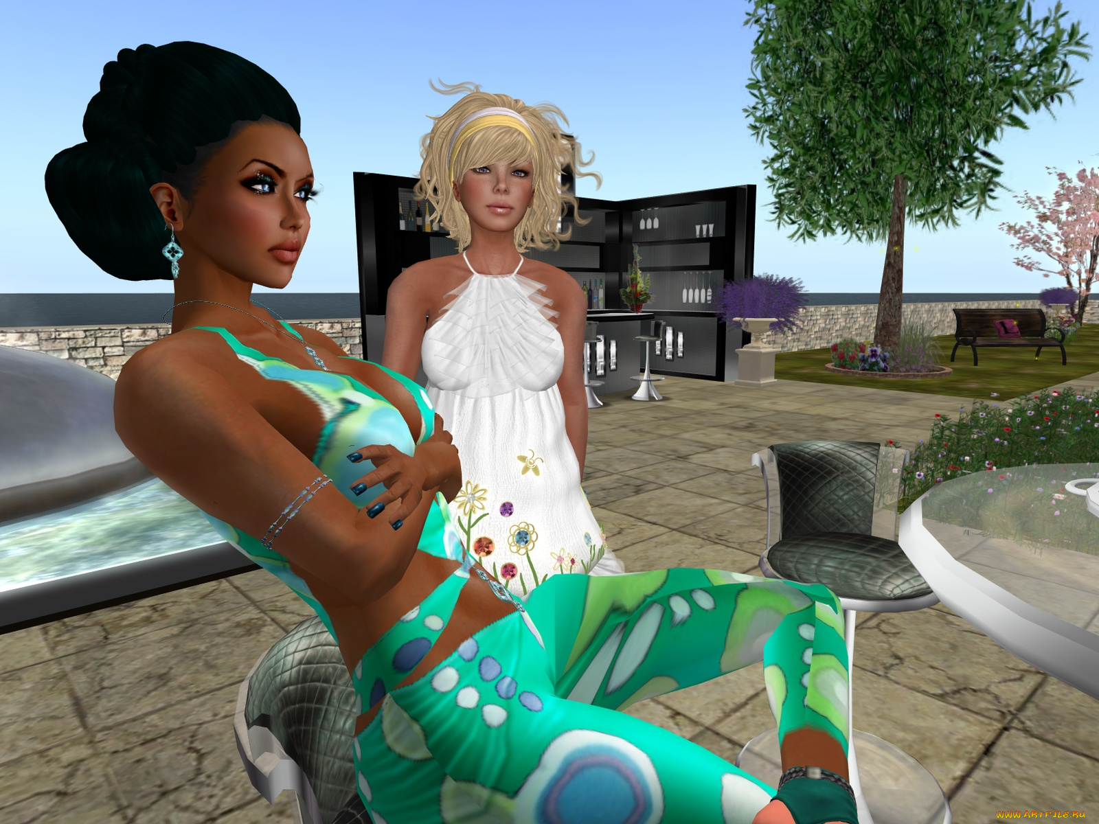 3д, графика, people, люди, брюнетка, блондинка