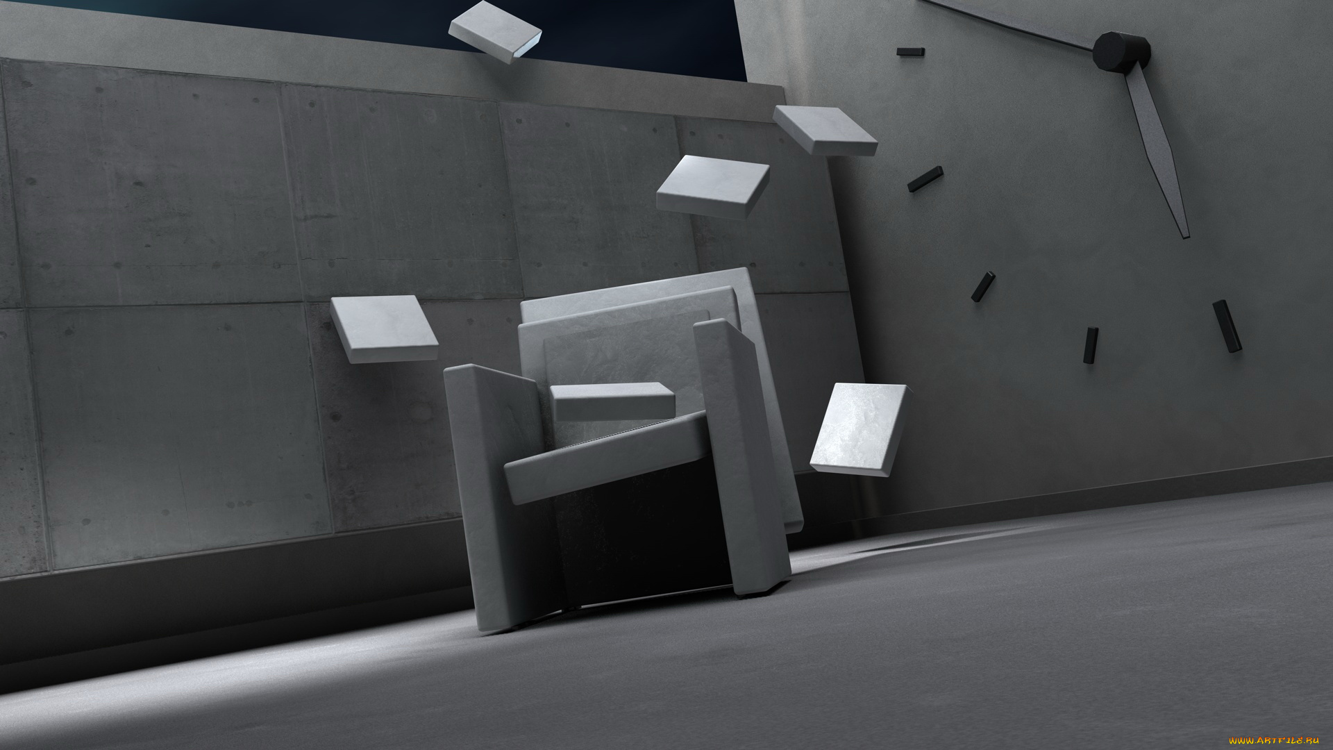 3д, графика, другое, стул, квадраты